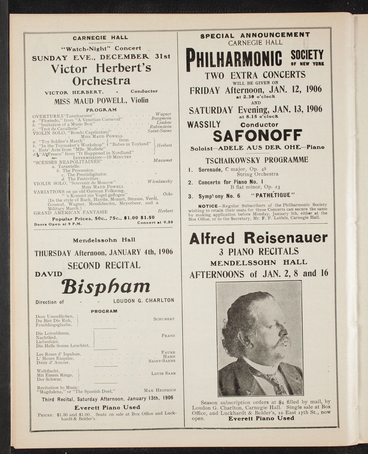 Victor Herbert's Orchestra, December 31, 1905, program page 10