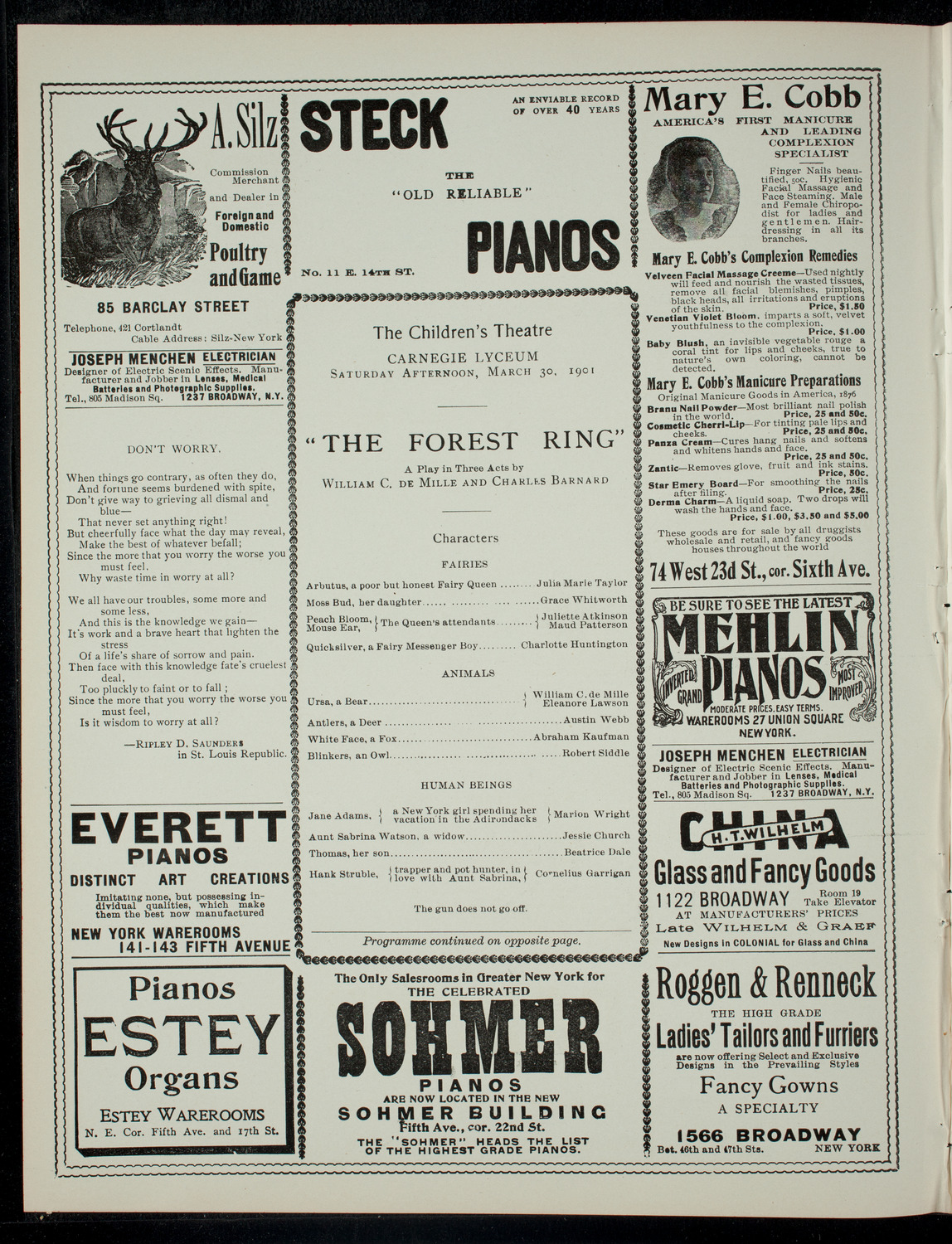 The Children's Theatre, March 30, 1901, program page 2