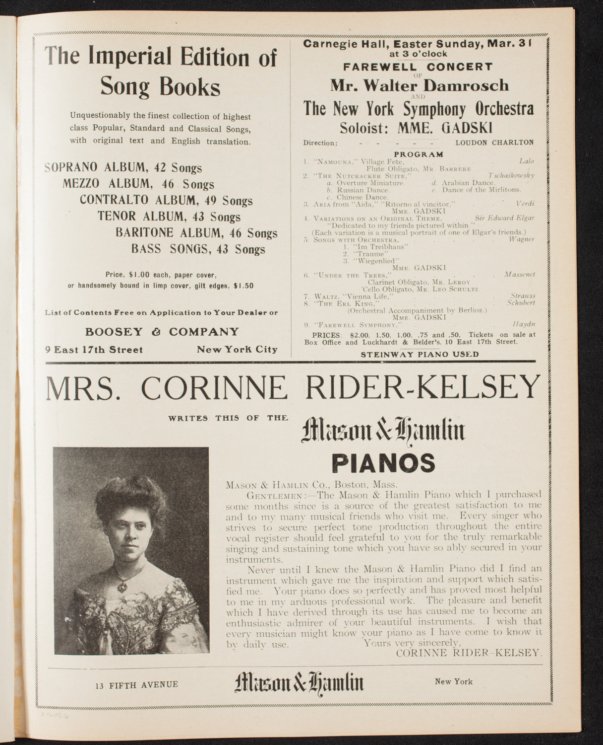 New York Philharmonic, March 16, 1907, program page 11
