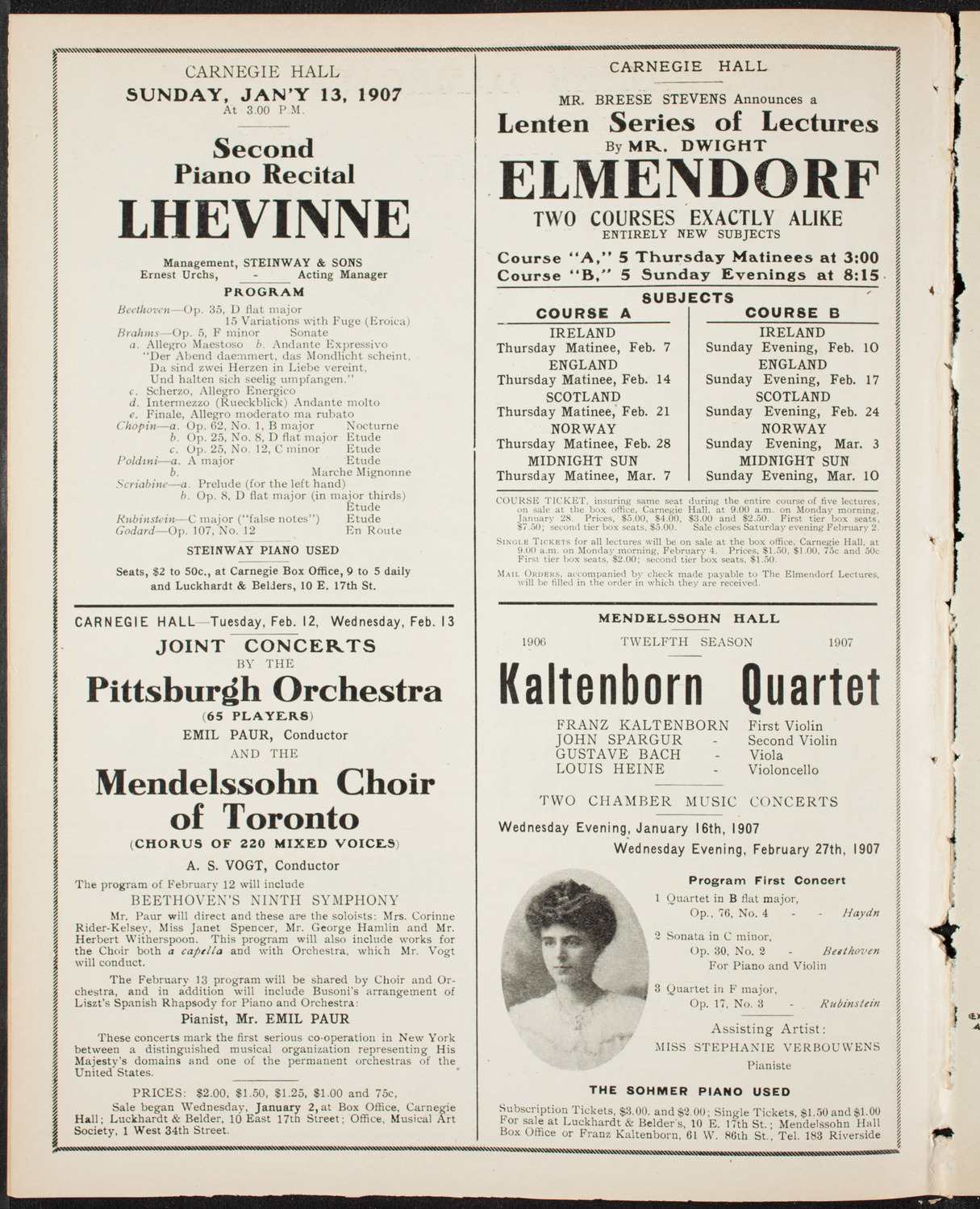 Boston Symphony Orchestra, January 12, 1907, program page 12