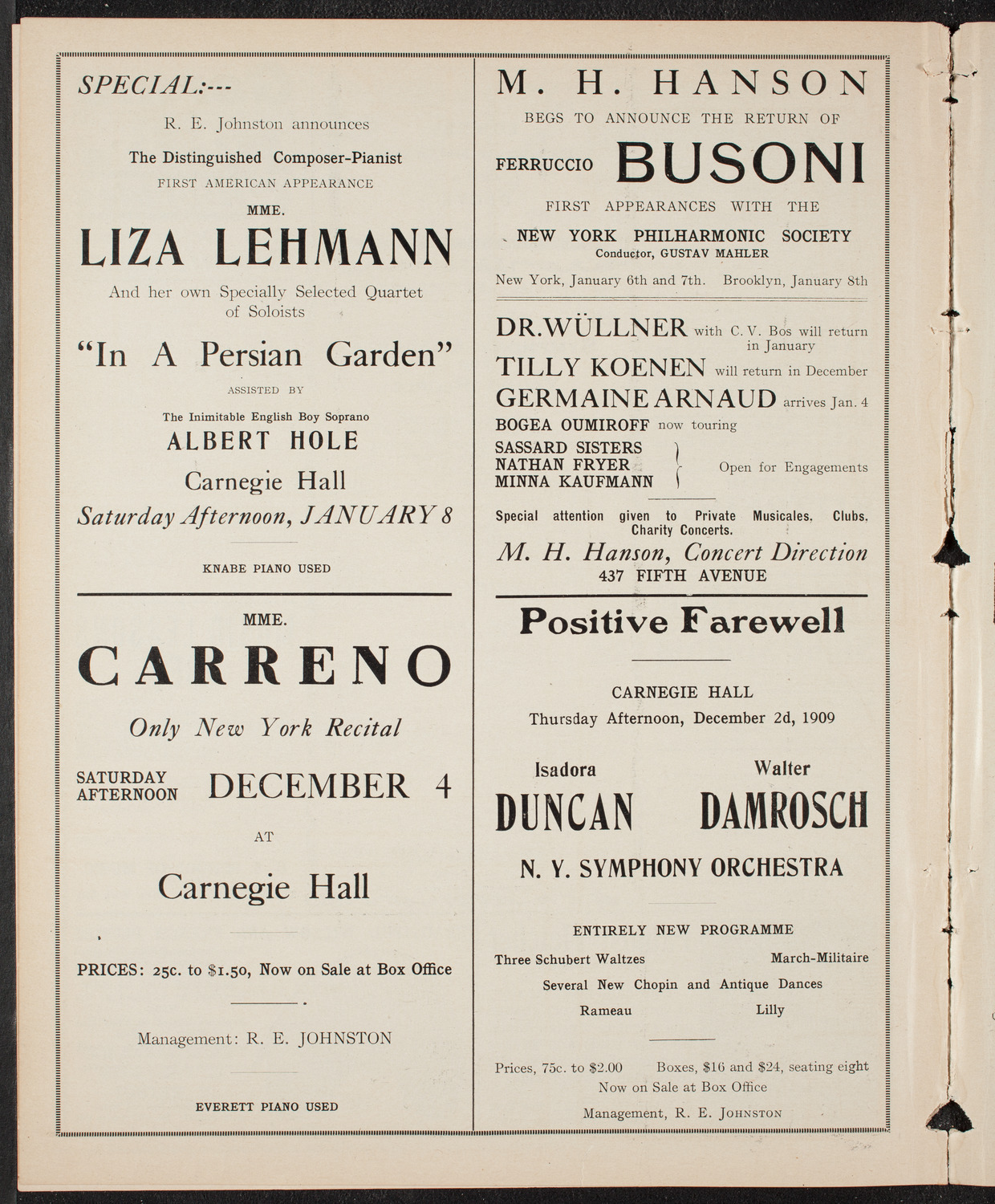 Elmendorf Lecture: At the Gates of the East, November 28, 1909, program page 10