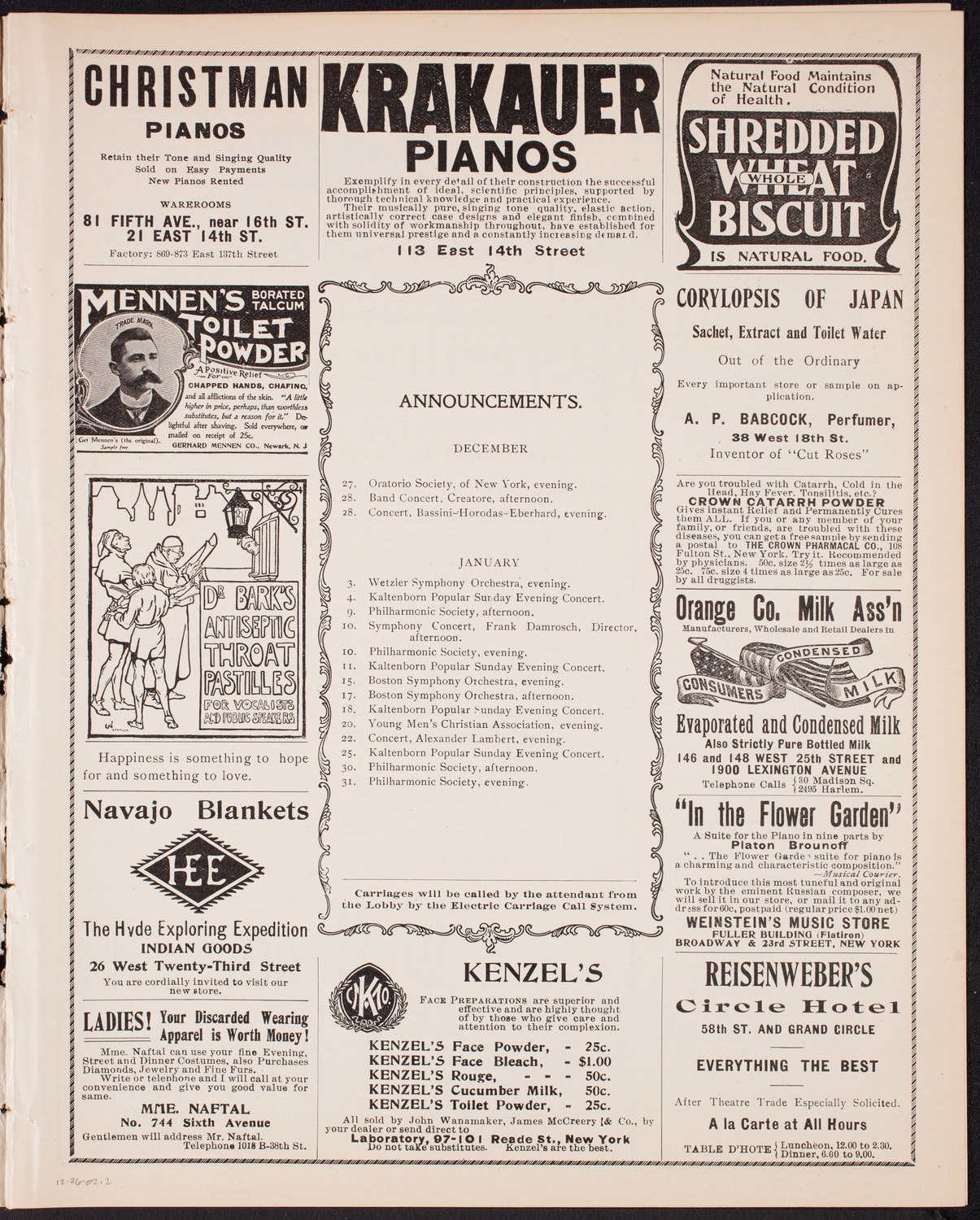 Oratorio Society of New York, December 26, 1902, program page 3