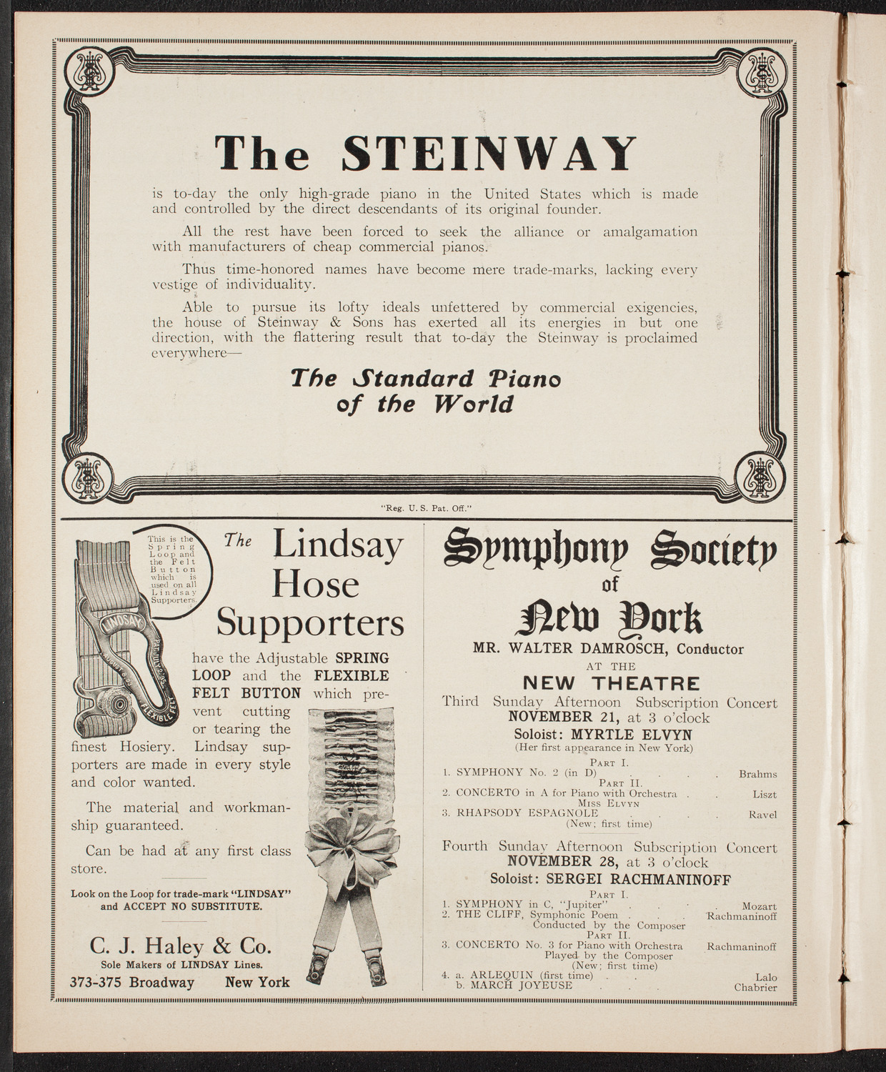 New York Philharmonic, November 19, 1909, program page 4