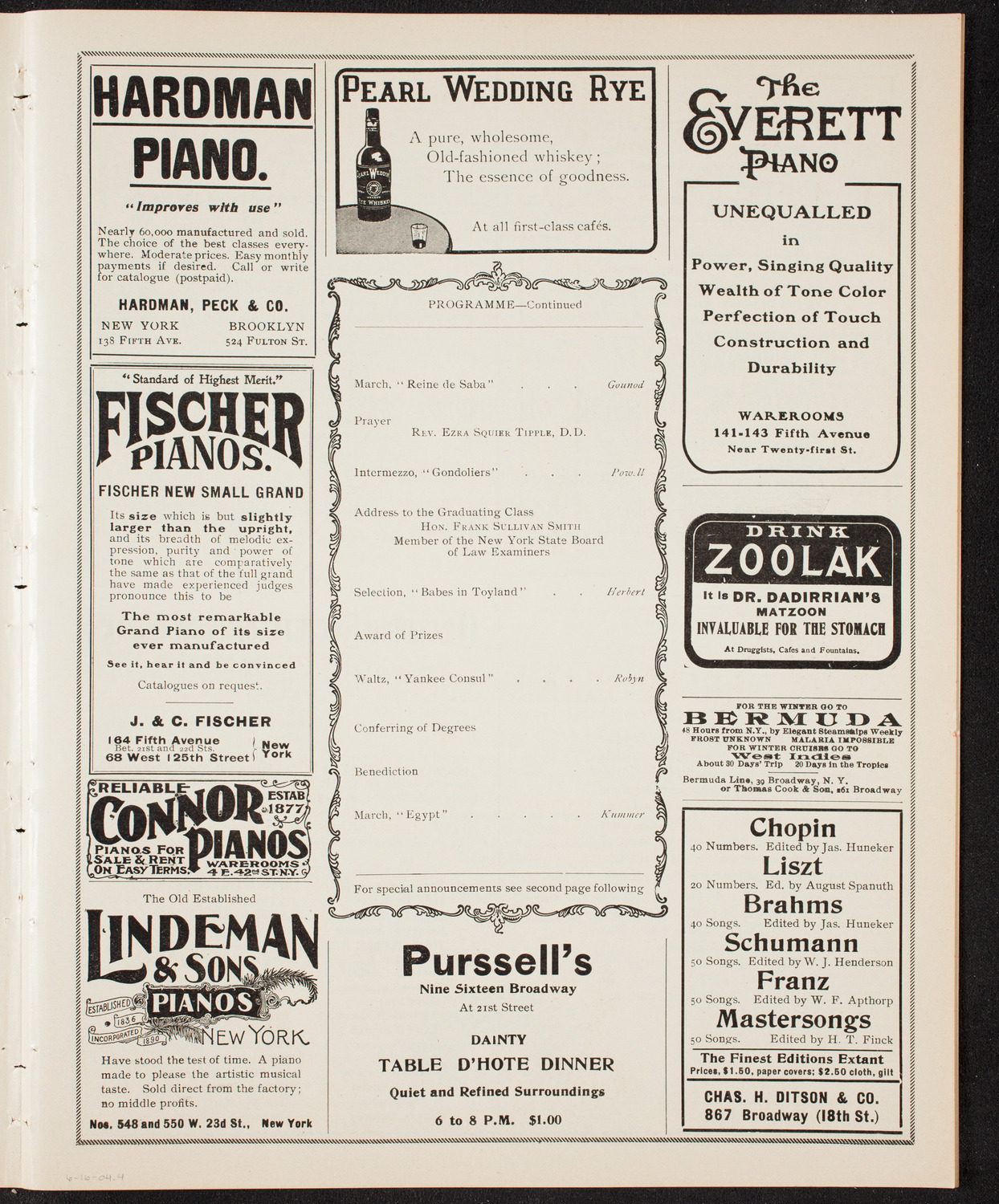 Graduation: New York Law School, June 16, 1904, program page 7