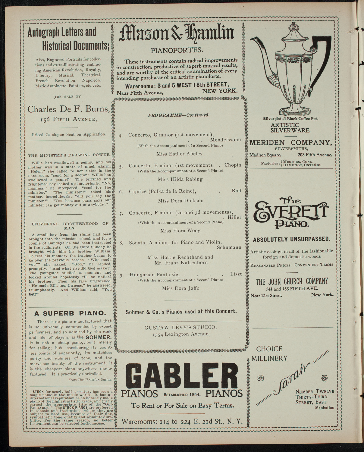 Students of Gustav Levy, May 18, 1899, program page 6