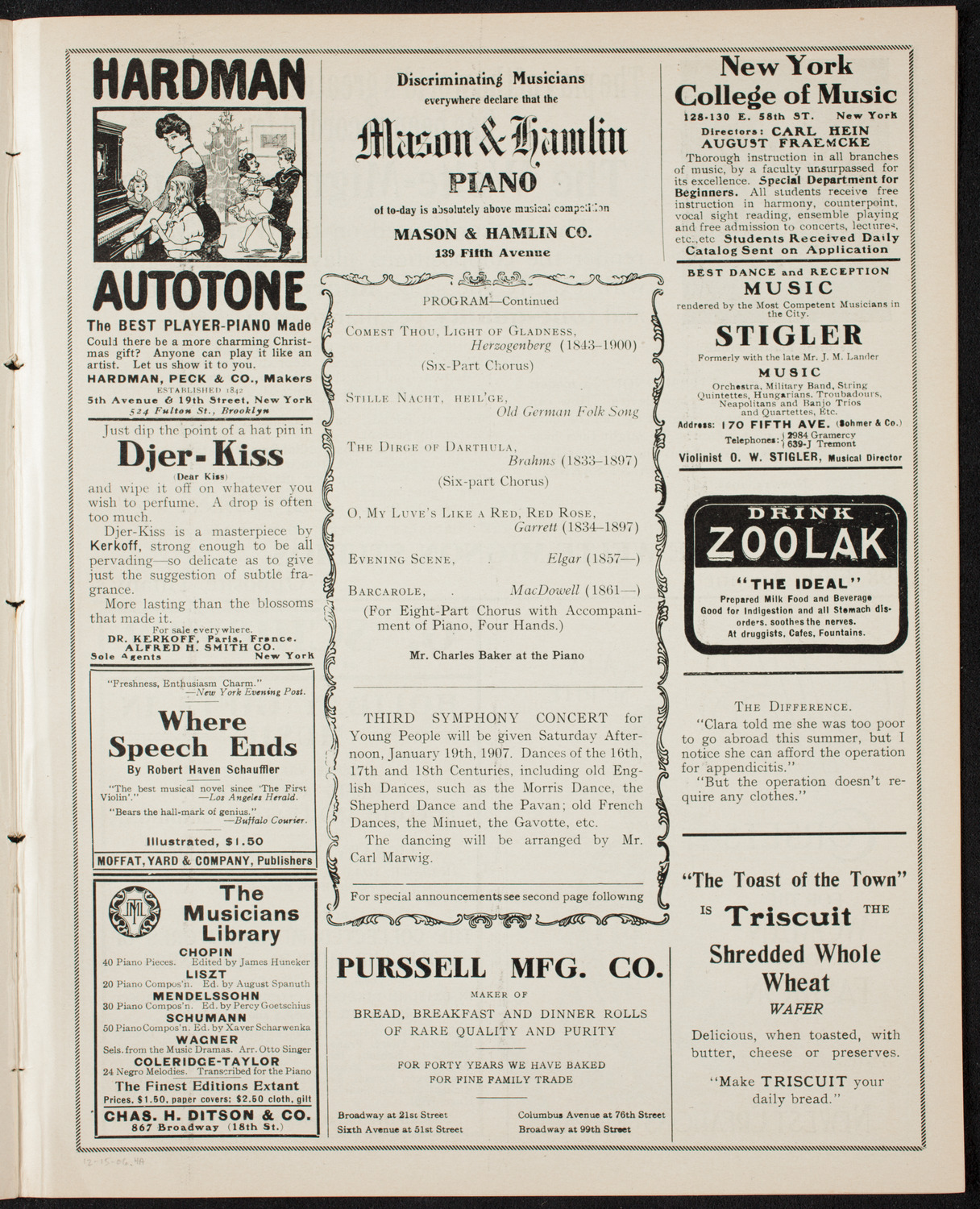 Symphony Concert for Young People, December 15, 1906, program page 7