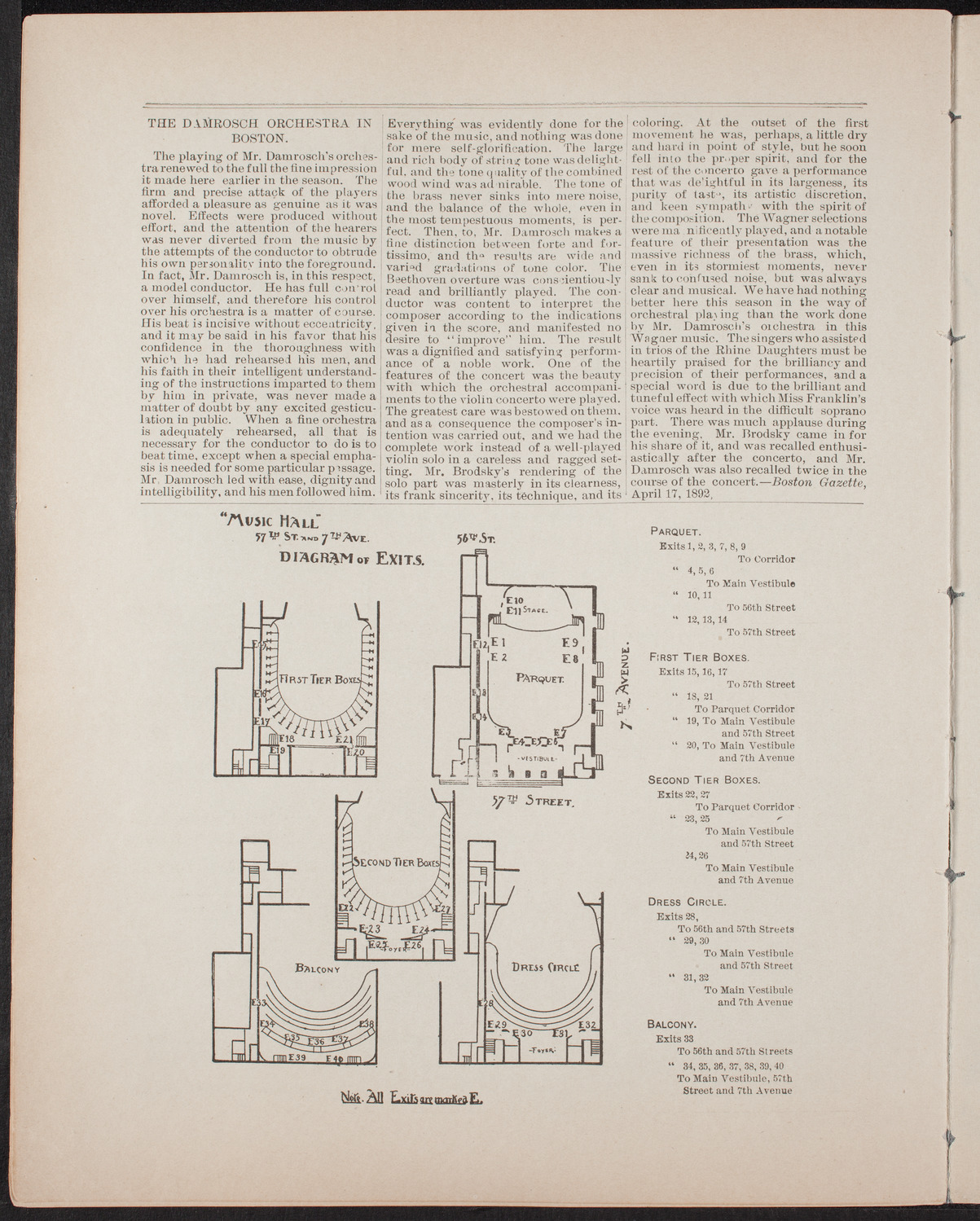 Damrosch Sunday Concert, April 24, 1892, program page 10