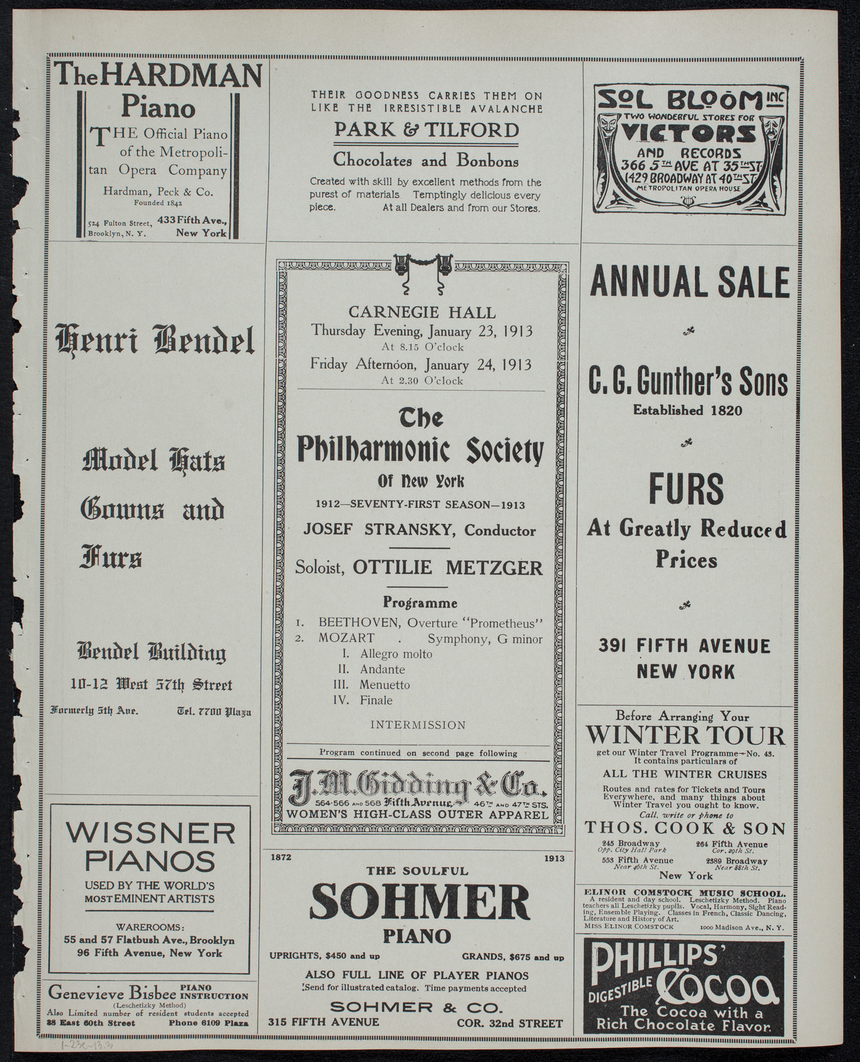 New York Philharmonic, January 23, 1913, program page 5