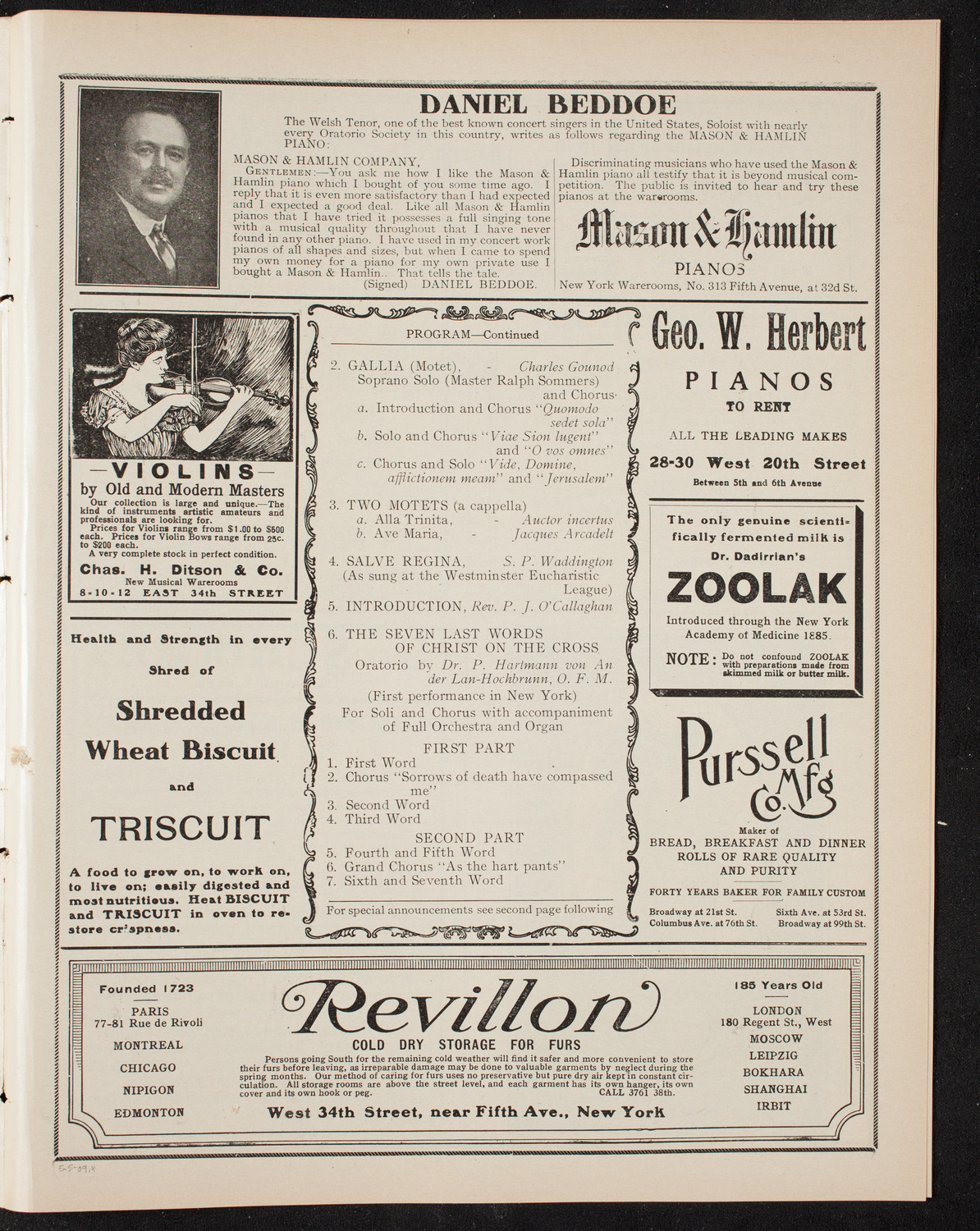 Paulist Chorister Society of Chicago, May 5, 1909, program page 7