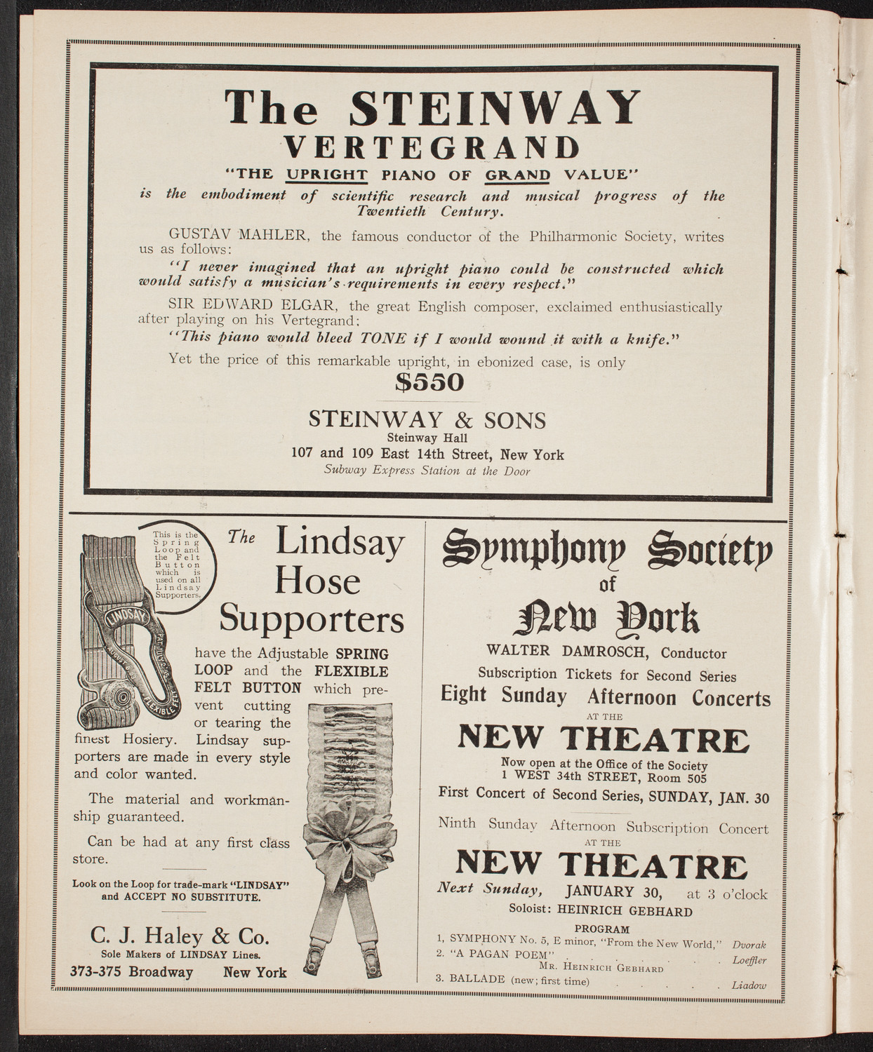 Russian Symphony Society of New York, January 27, 1910, program page 4