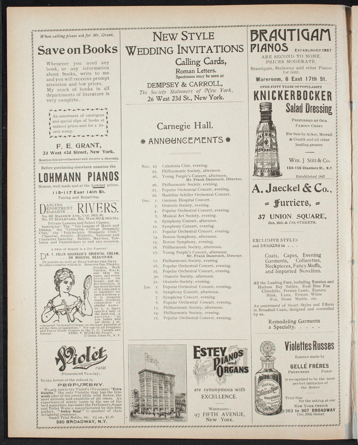 Paur Symphony Orchestra - Sunday Night Popular Concert, November 20, 1898, program page 2