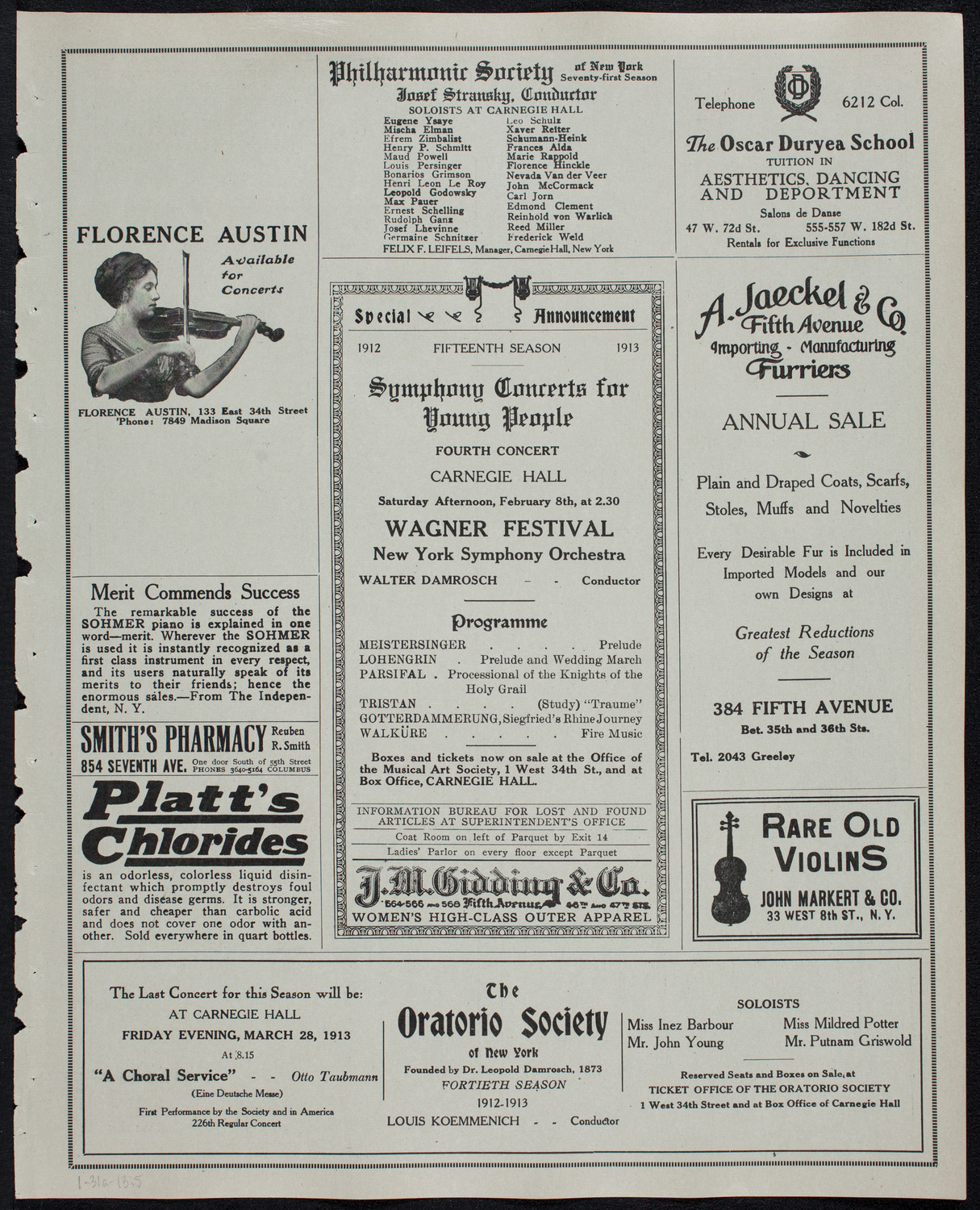New York Philharmonic, January 31, 1913, program page 9
