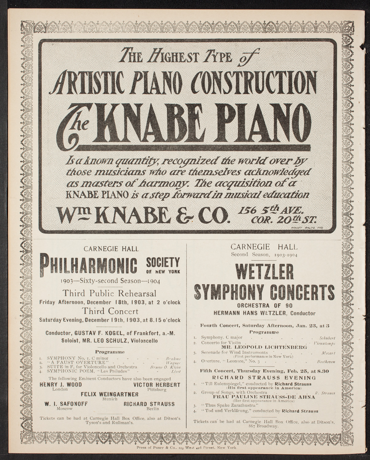 Wetzler Symphony Orchestra, December 8, 1903, program page 12