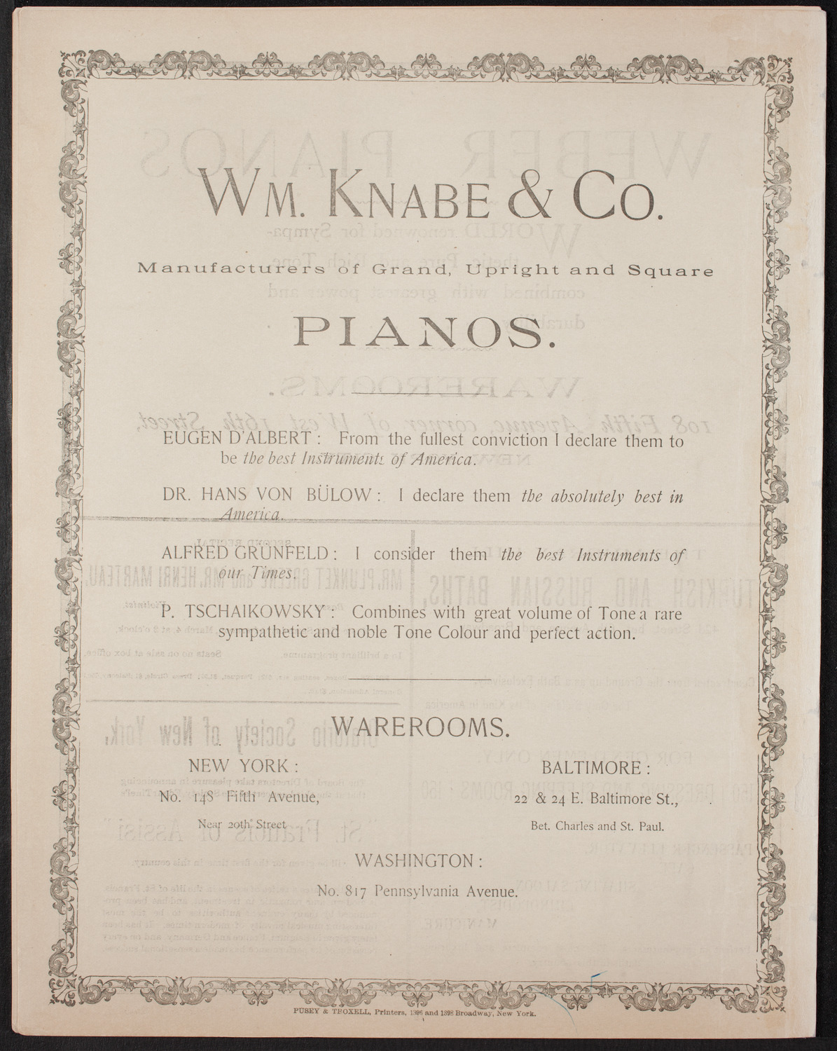 New York Banks' Glee Club, February 21, 1893, program page 20