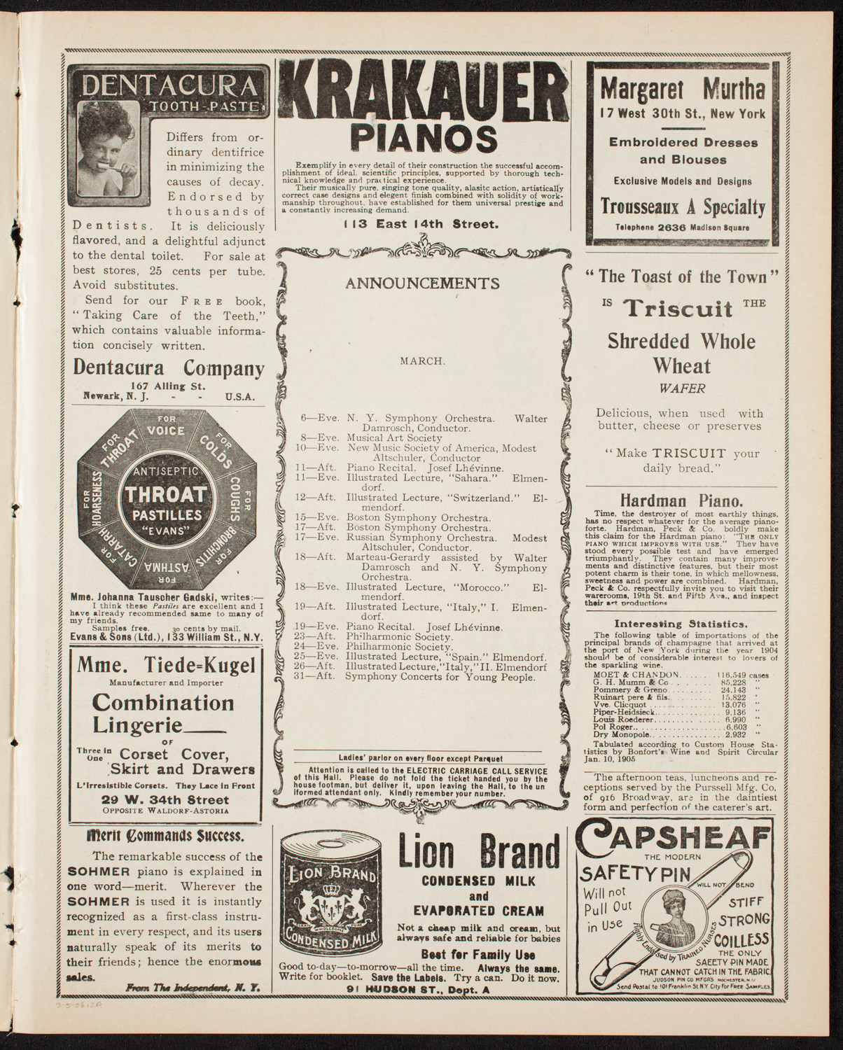 Elmendorf Lecture: The Rhine, March 5, 1906, program page 3