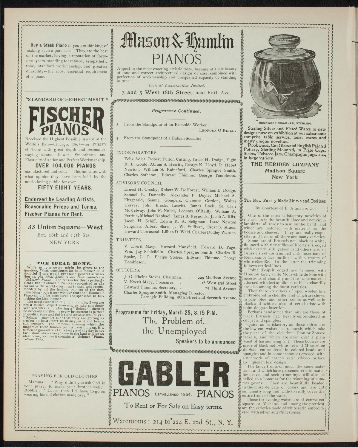 The People's Institute/ Lecture: Labor Problems, March 18, 1898, program page 6
