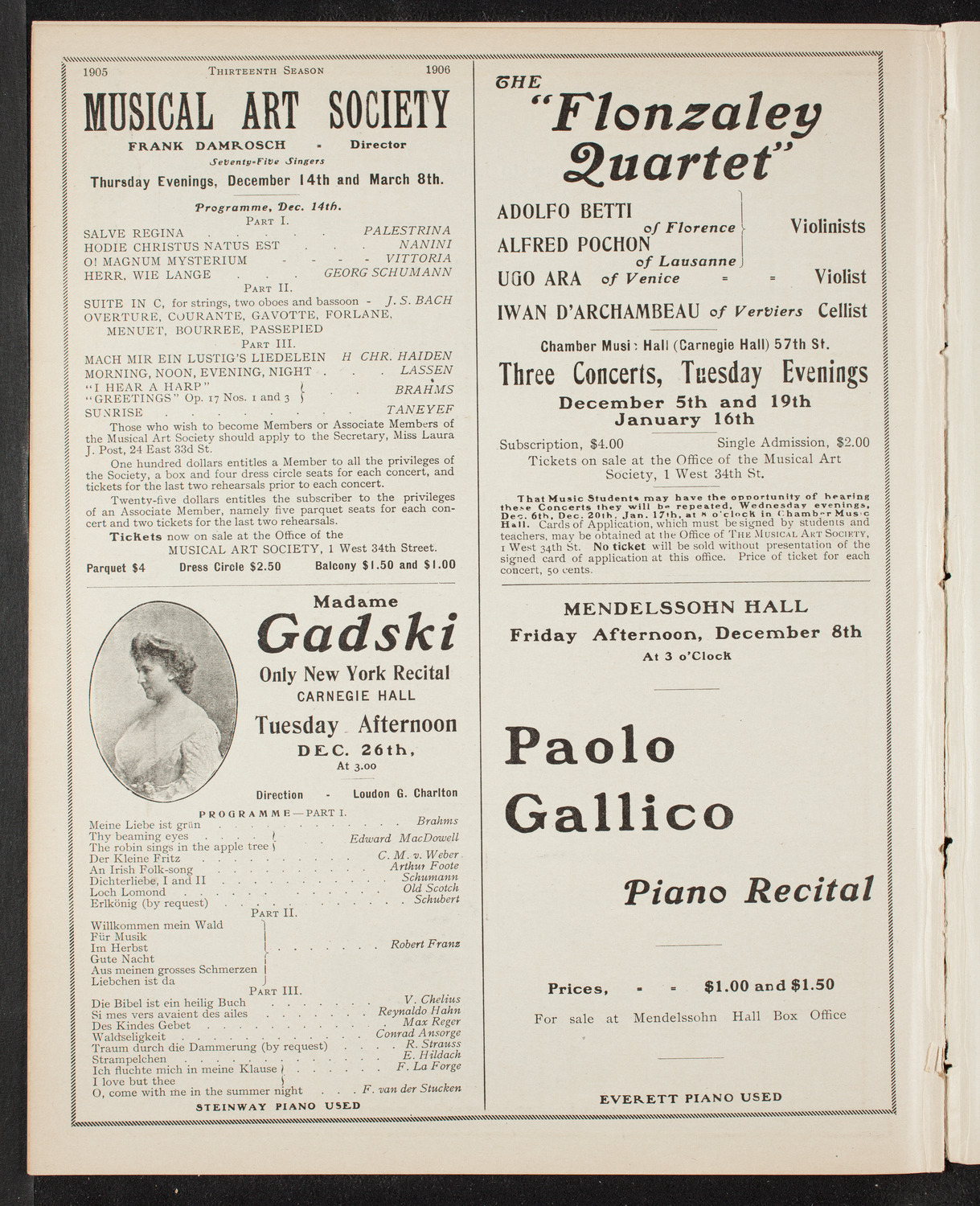 New York Symphony Orchestra, November 28, 1905, program page 10