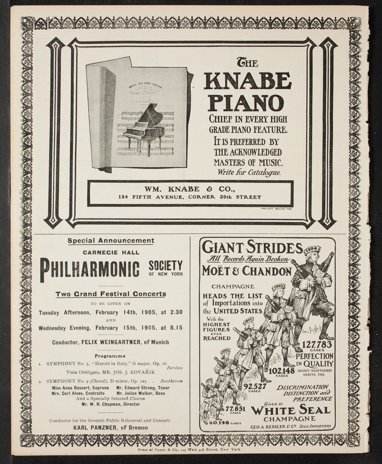 Josef Hofmann, Piano, and Fritz Kreisler, Violin, February 12, 1905, program page 12