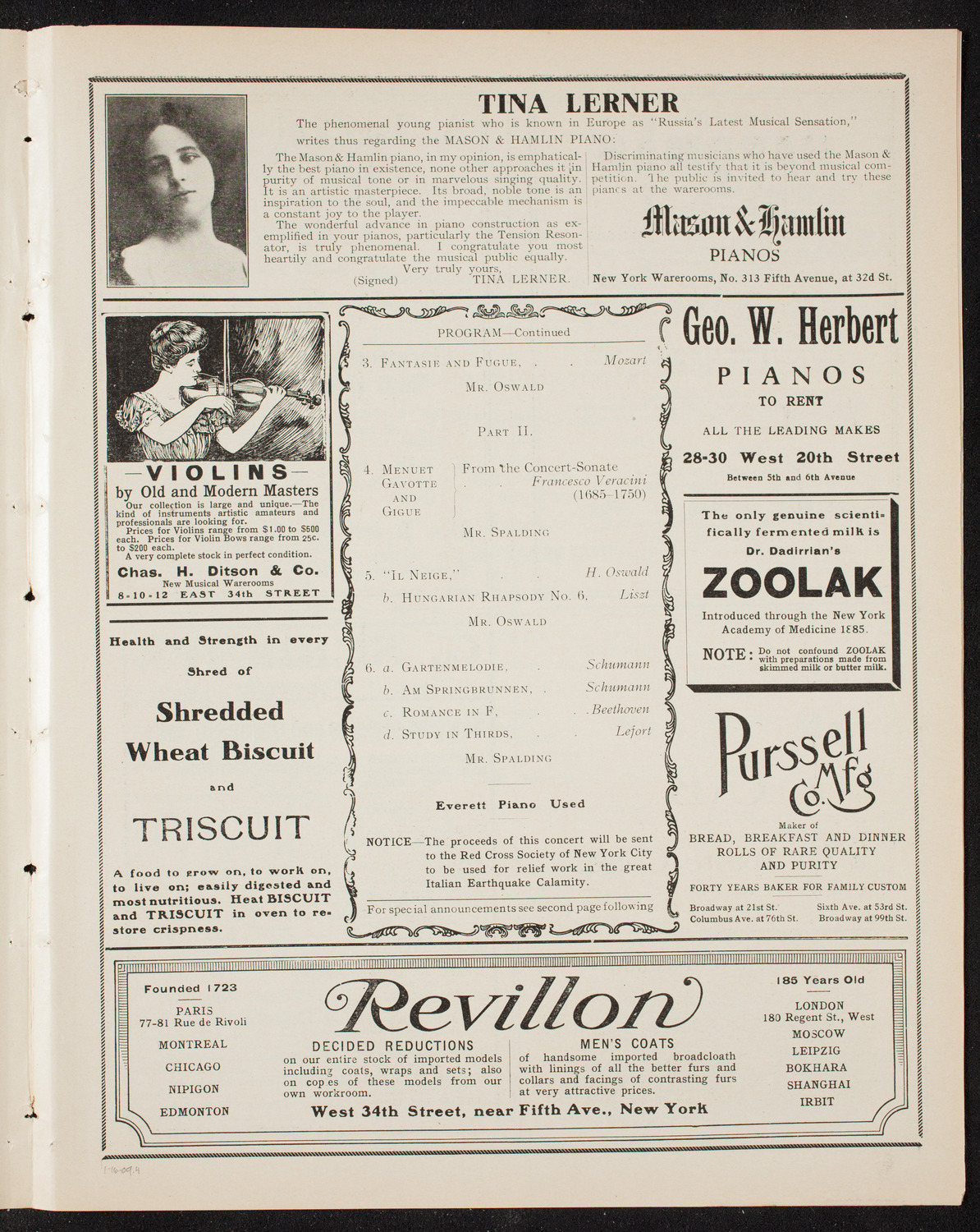 Albert Spalding, Violin, January 16, 1909, program page 7