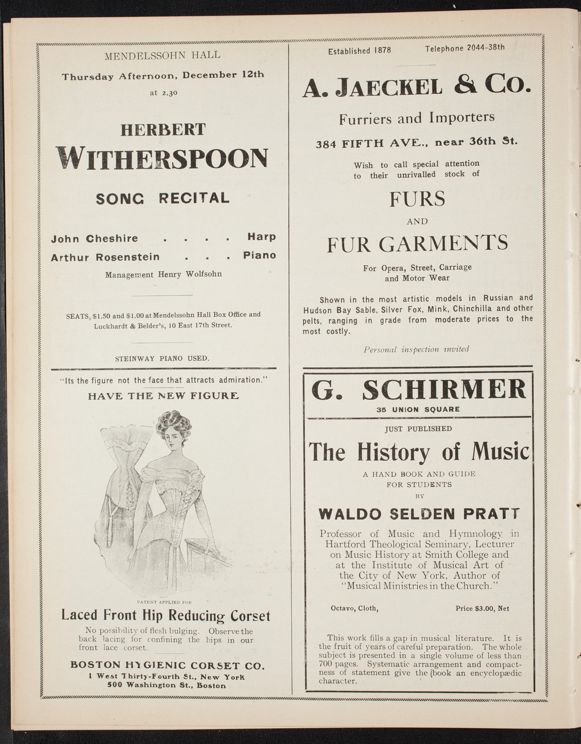 Benefit: St. Mark's Hospital, November 29, 1907, program page 8