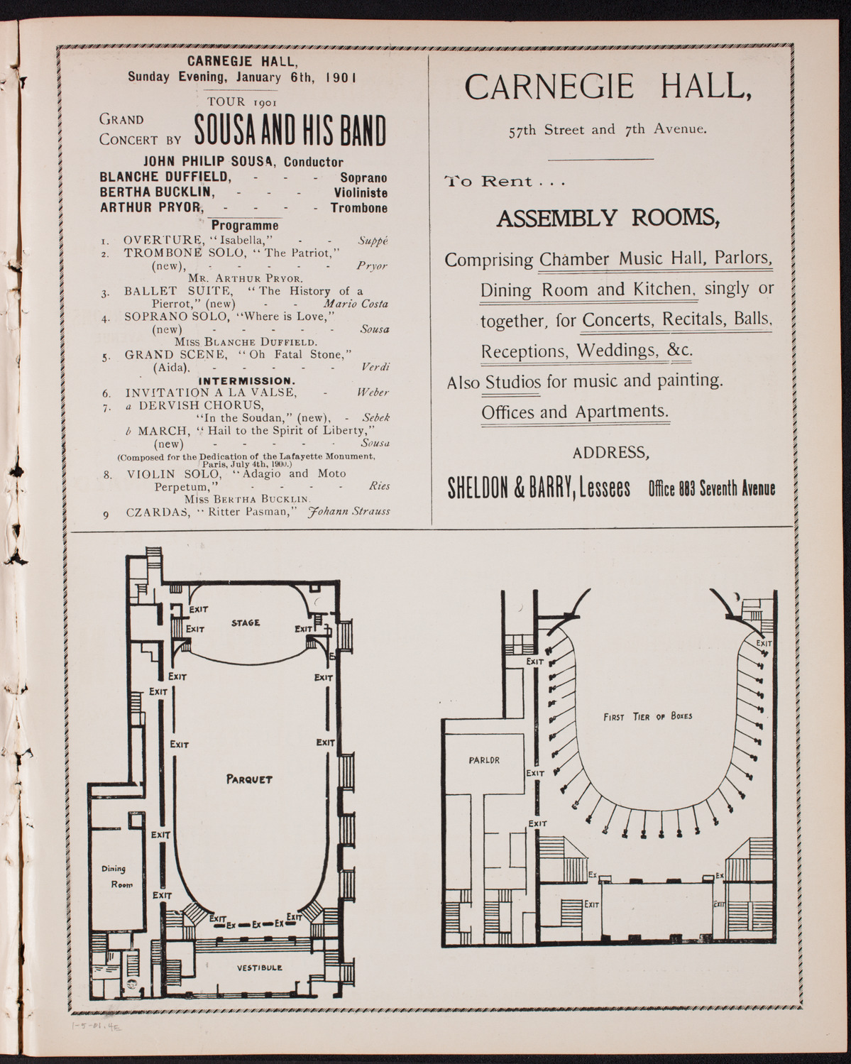 Sousa and His Band, January 5, 1901, program page 7