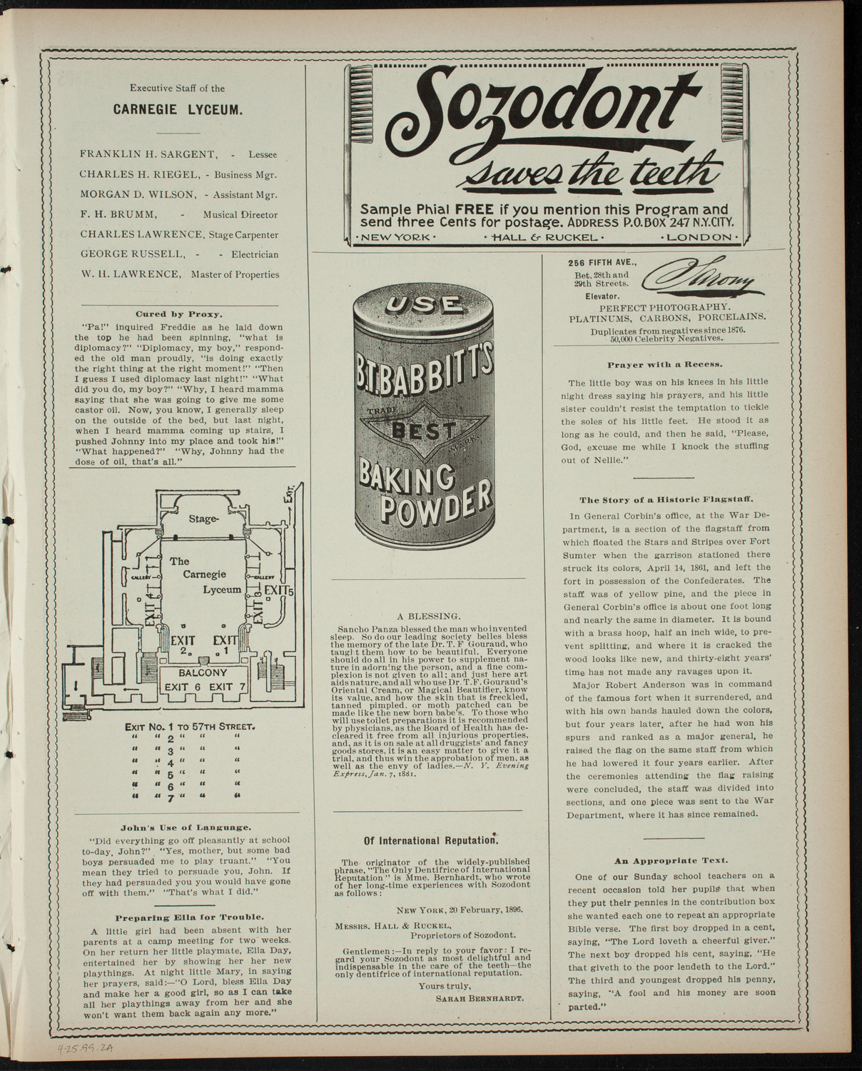 W. Legrand Howland Musicale, April 25, 1899, program page 3