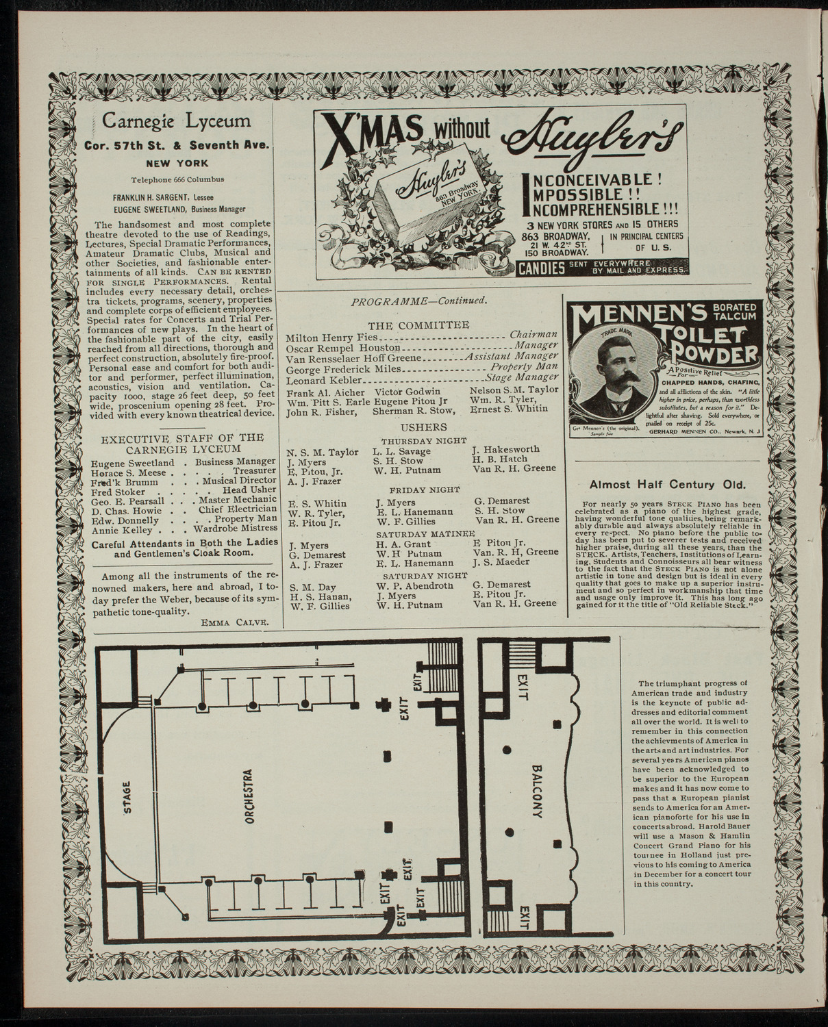 Columbia Sophomore Dramatic Association: The 1904 Sophomore Show, December 19, 1901, program page 4