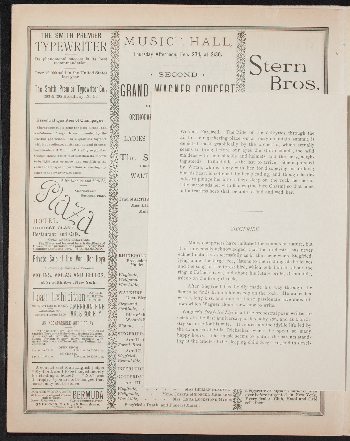 Second Grand Wagner Concert, February 23, 1893, program page 9