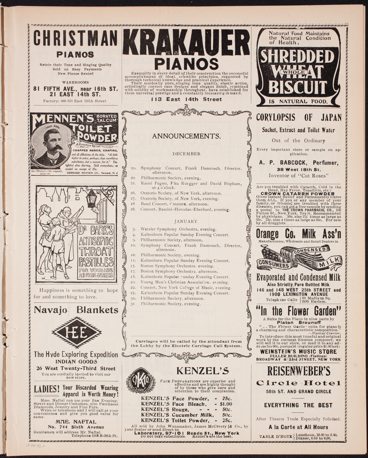 New York Philharmonic, December 19, 1902, program page 3