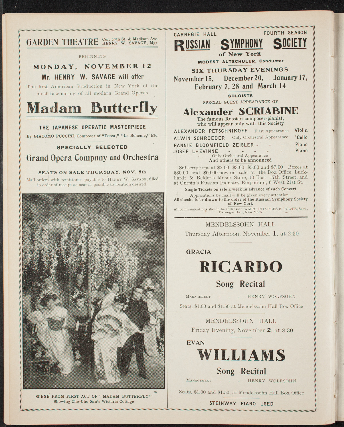 New York College of Music Faculty Concert, October 28, 1906, program page 10