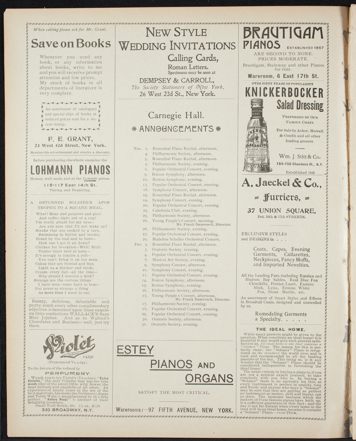 New York Orchestra (Paur Symphony Orchestra), October 29, 1898, program page 2