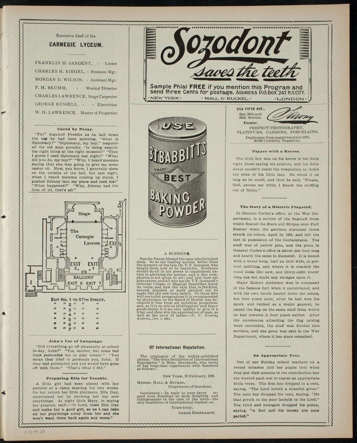 Academy of All Saints Musicale, May 18, 1899, program page 3