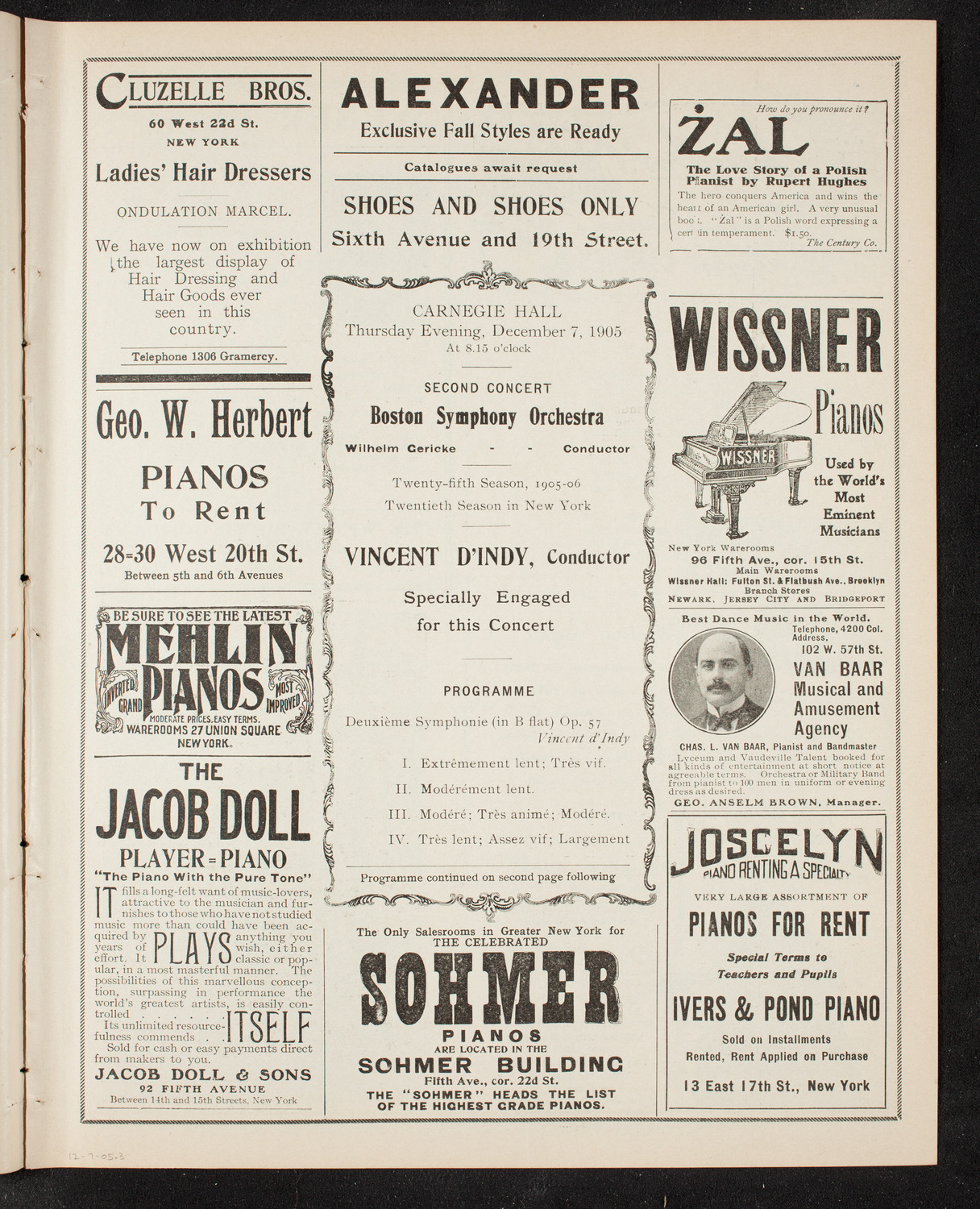Boston Symphony Orchestra, December 7, 1905, program page 5