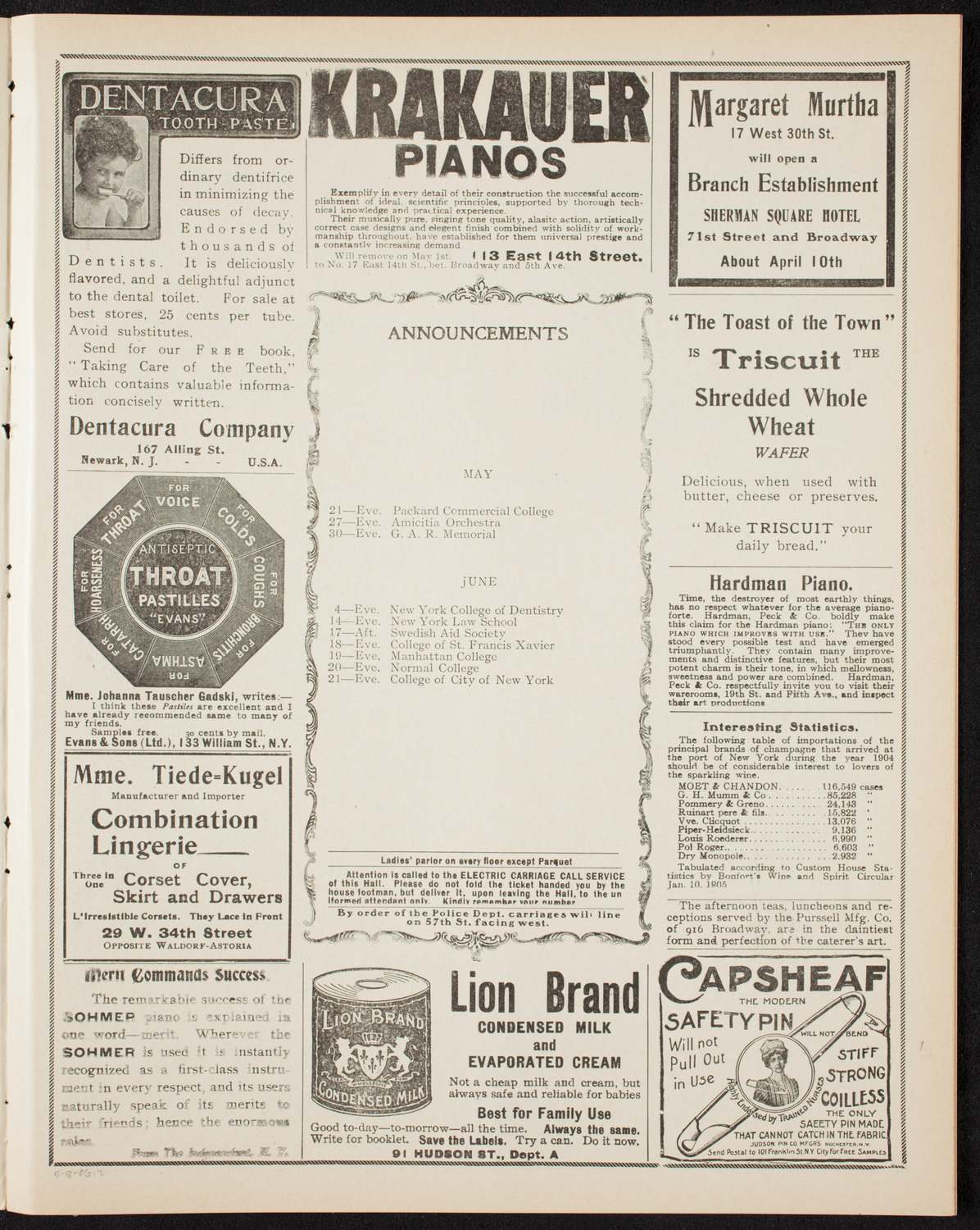 Marcella Sembrich, Soprano, May 8, 1906, program page 3