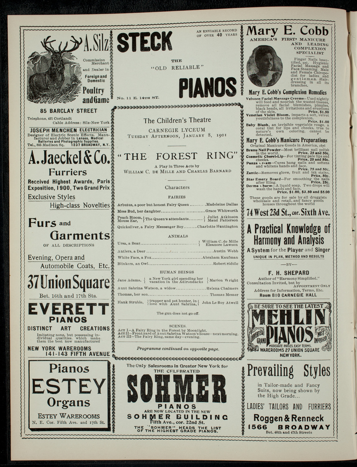 The Children's Theatre, January 8, 1901, program page 2