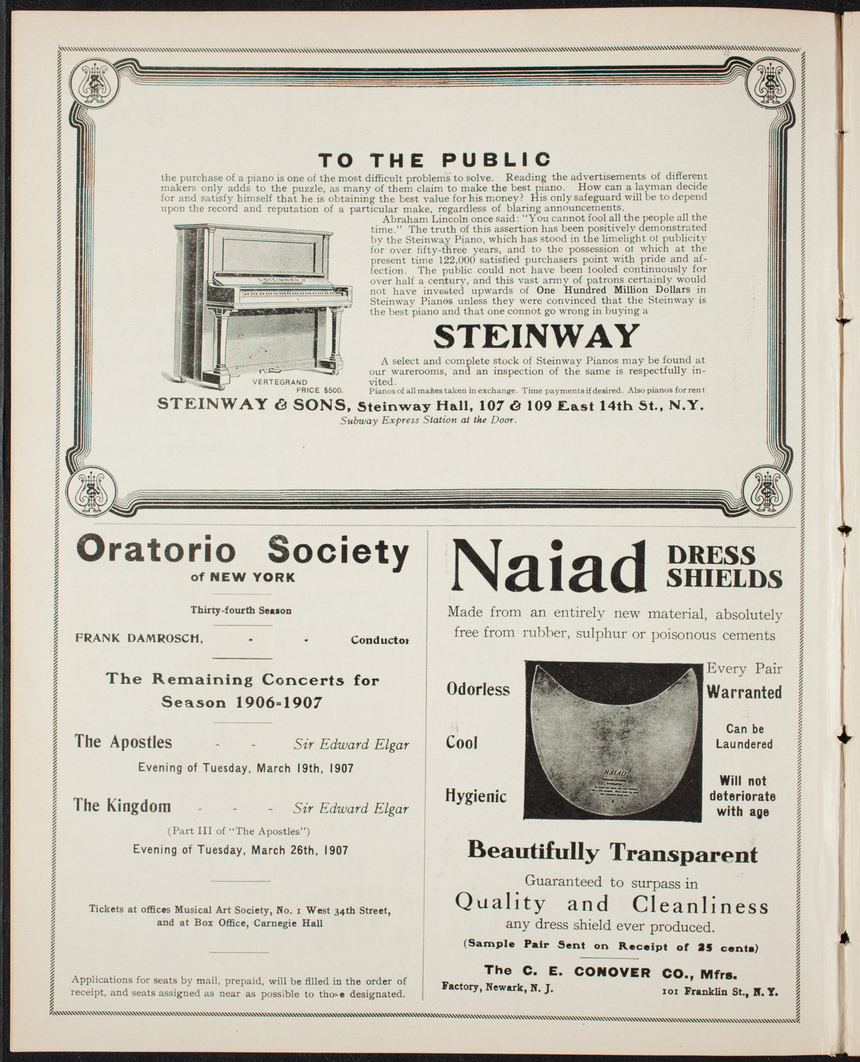 Oratorio Society of New York, December 26, 1906, program page 4