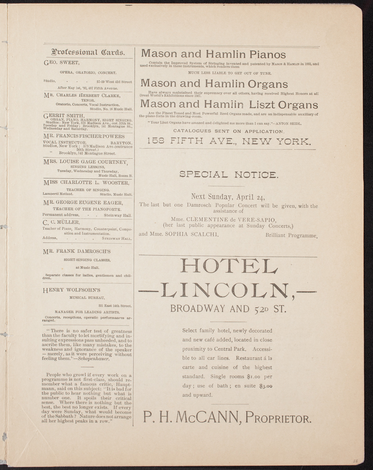 Evelina Roberti, April 19, 1892, program page 5