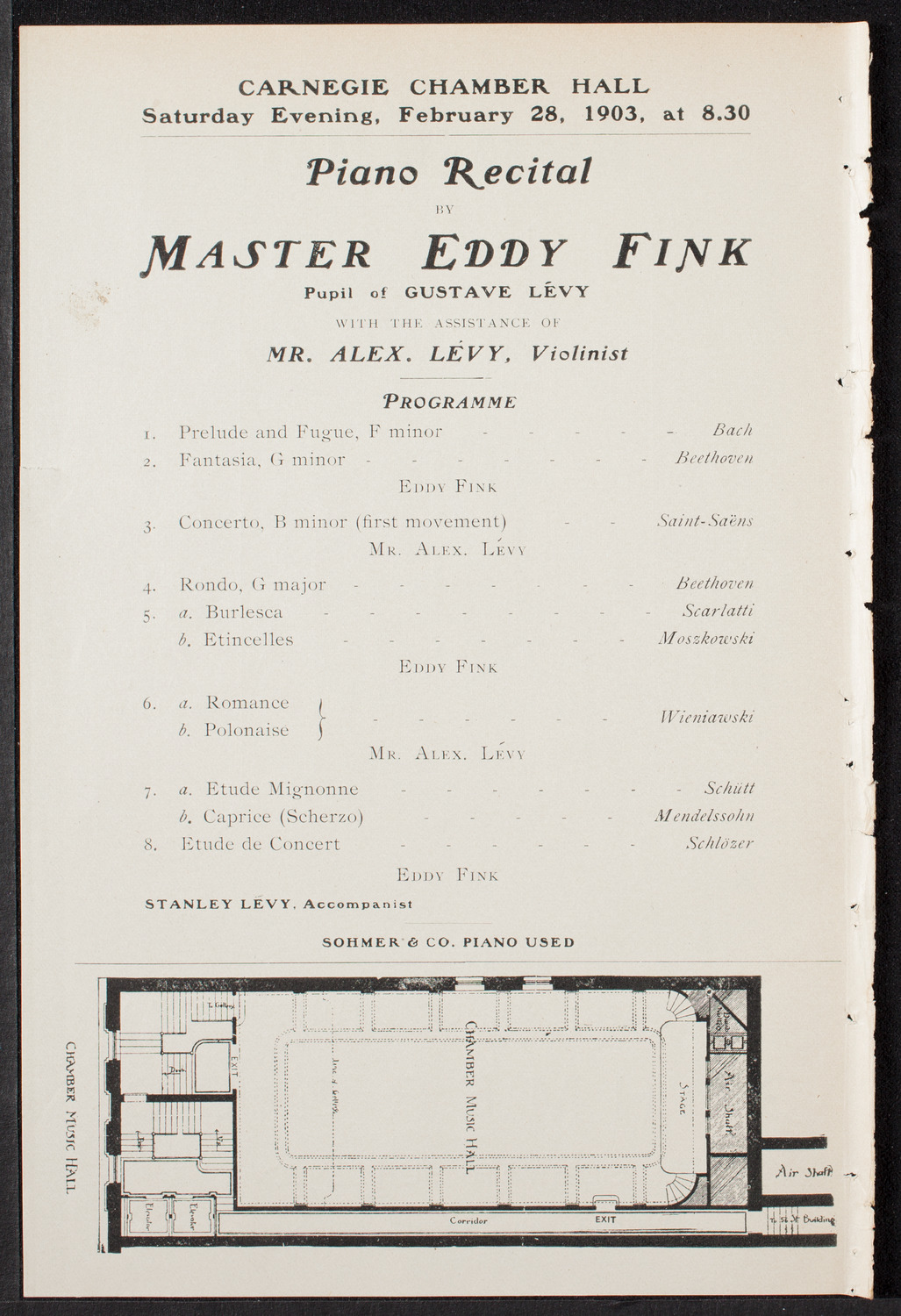 Master Eddy Fink, February 28, 1903, program page 2