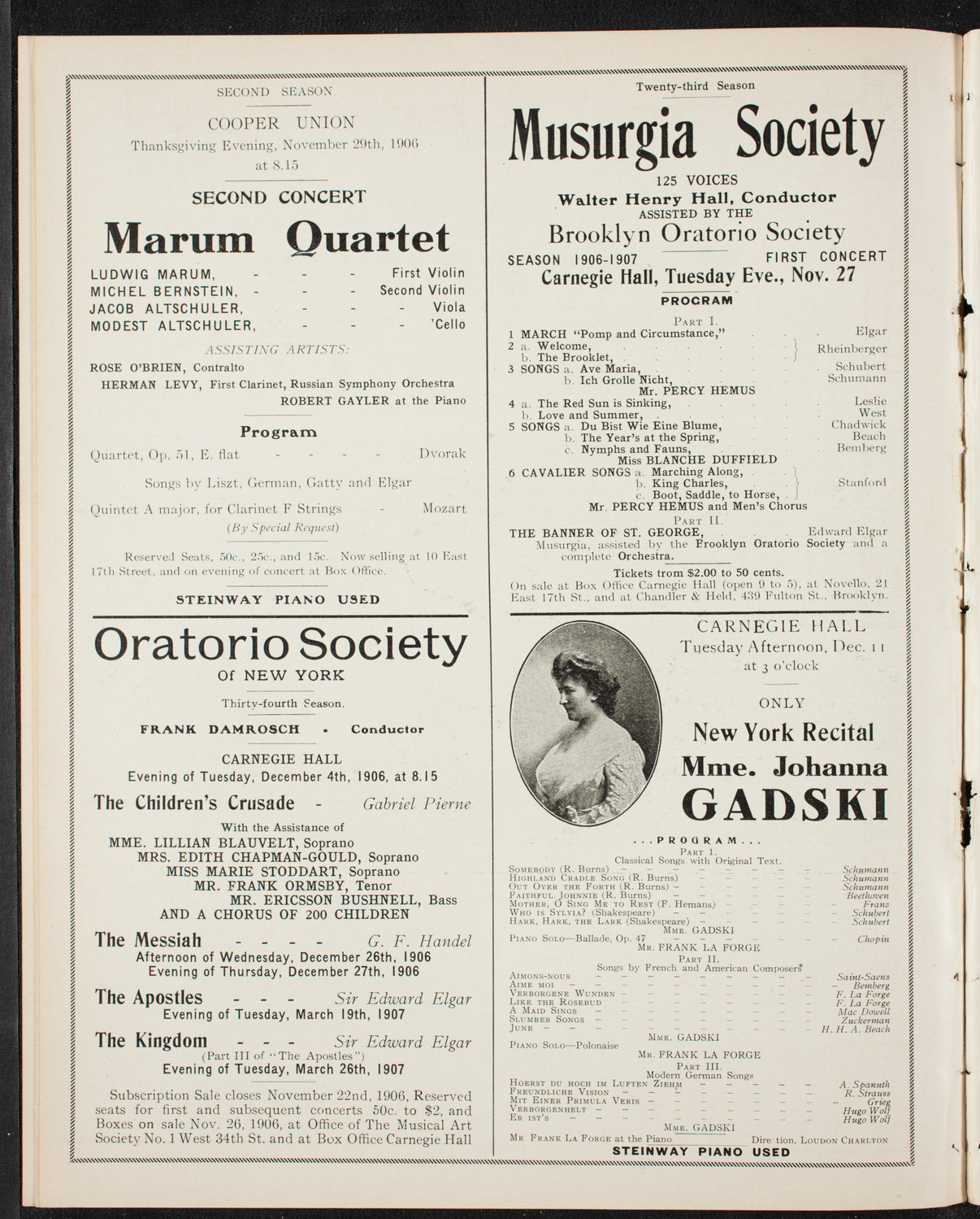 People's Symphony Concert, November 23, 1906, program page 12