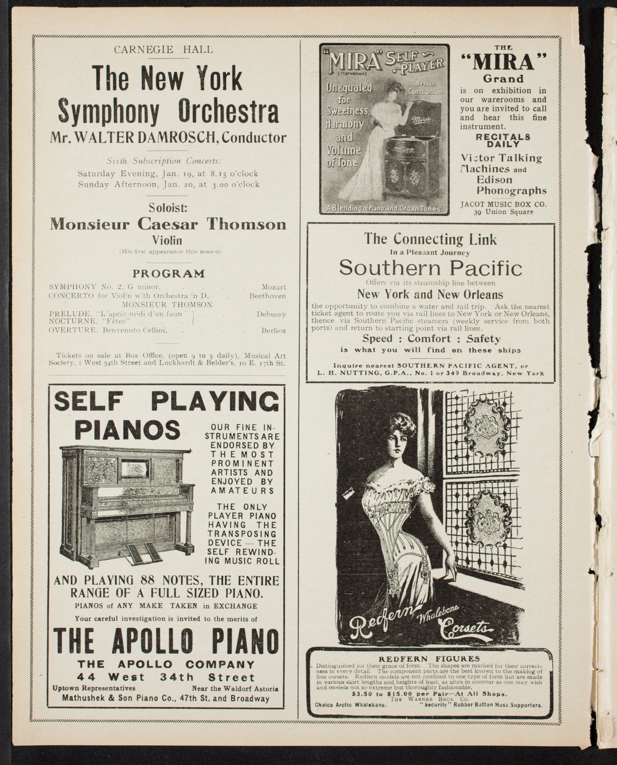 Josef Lhévinne, Piano, January 13, 1907, program page 2