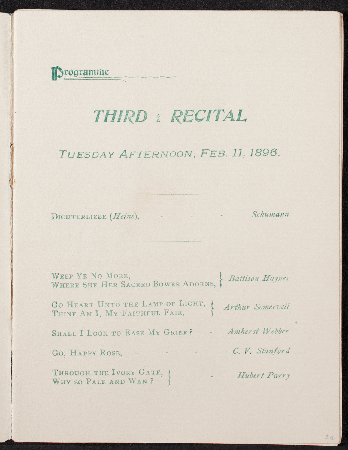 Plunket Greene, February 11, 1896, program page 2