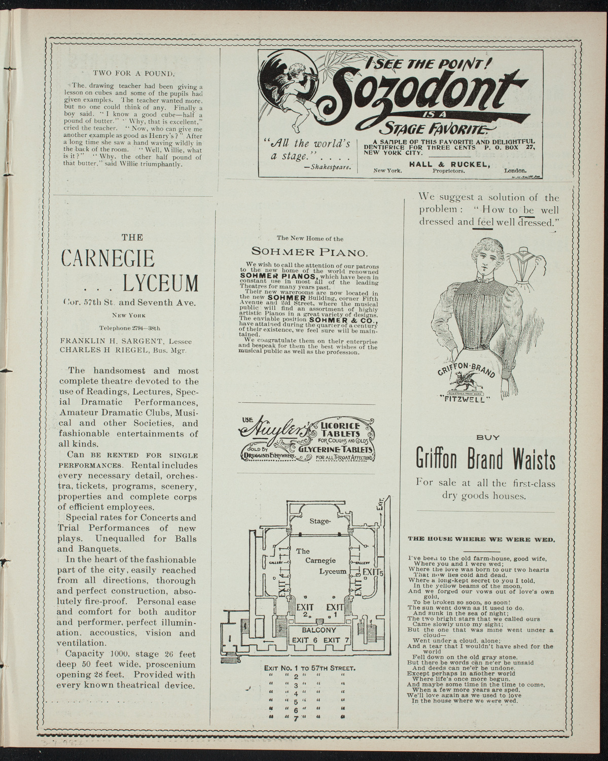 Students' Dramatic Club, March 7, 1898, program page 3