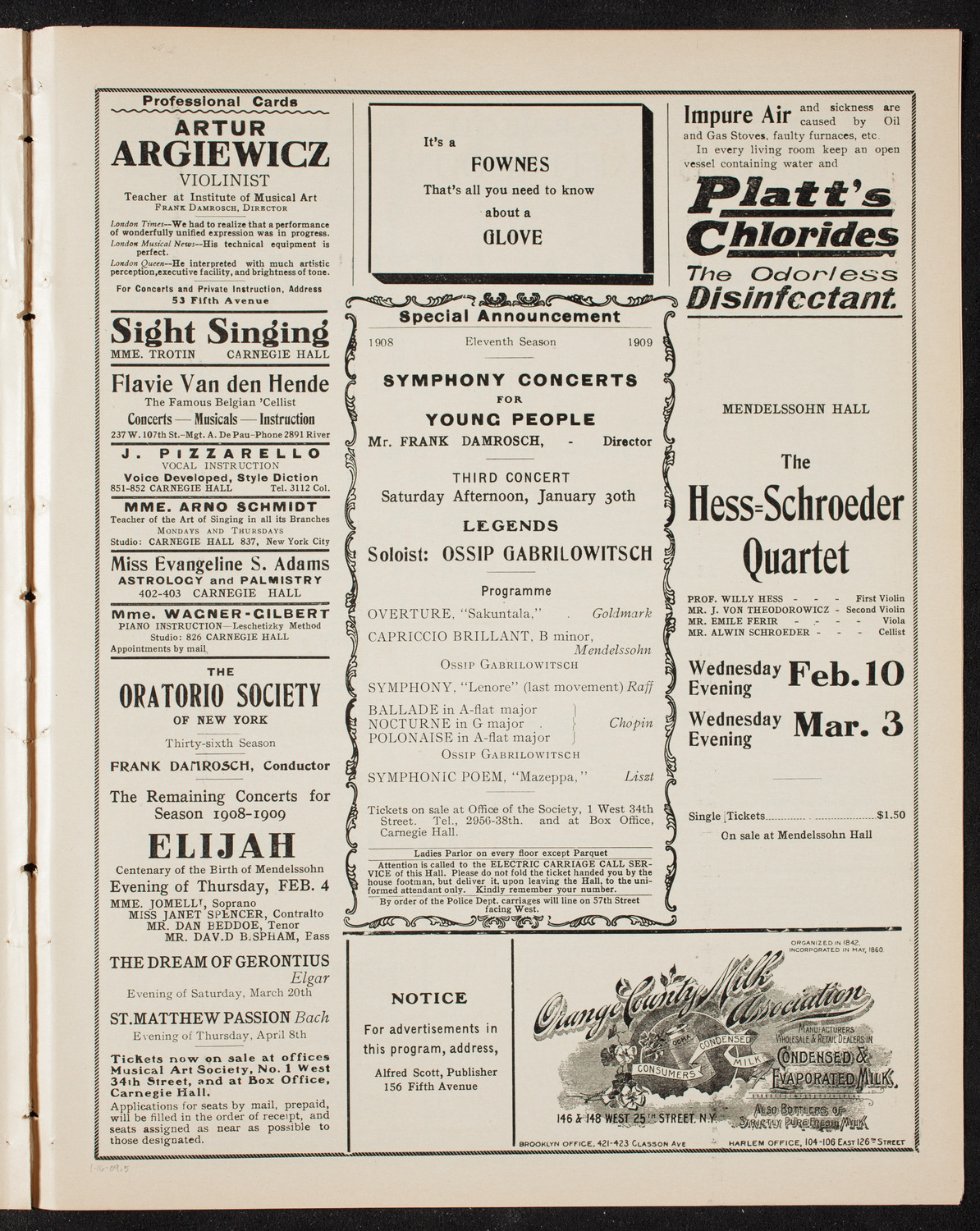 Albert Spalding, Violin, January 16, 1909, program page 9