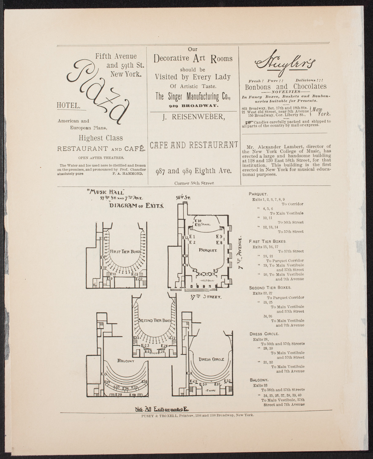 Urania Scientific Theatre, June 1, 1892, program page 4