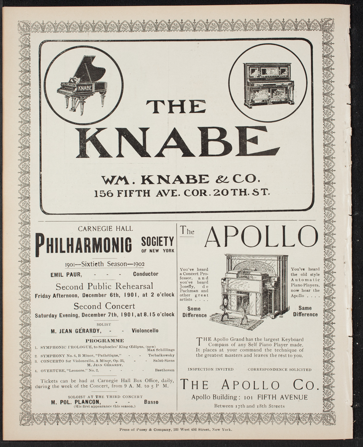Jan Kubelik, Violin, with the Paur Symphony Orchestra, December 2, 1901, program page 10