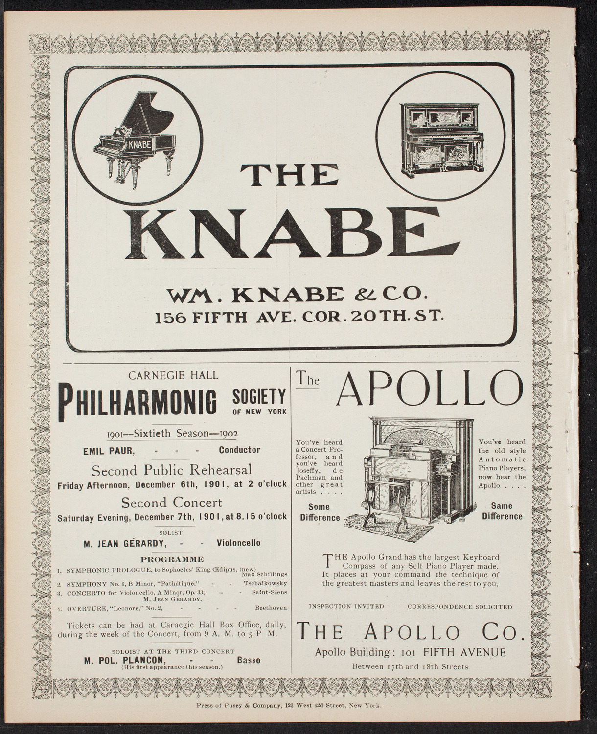 Jan Kubelik, Violin, with the Paur Symphony Orchestra, December 2, 1901, program page 10