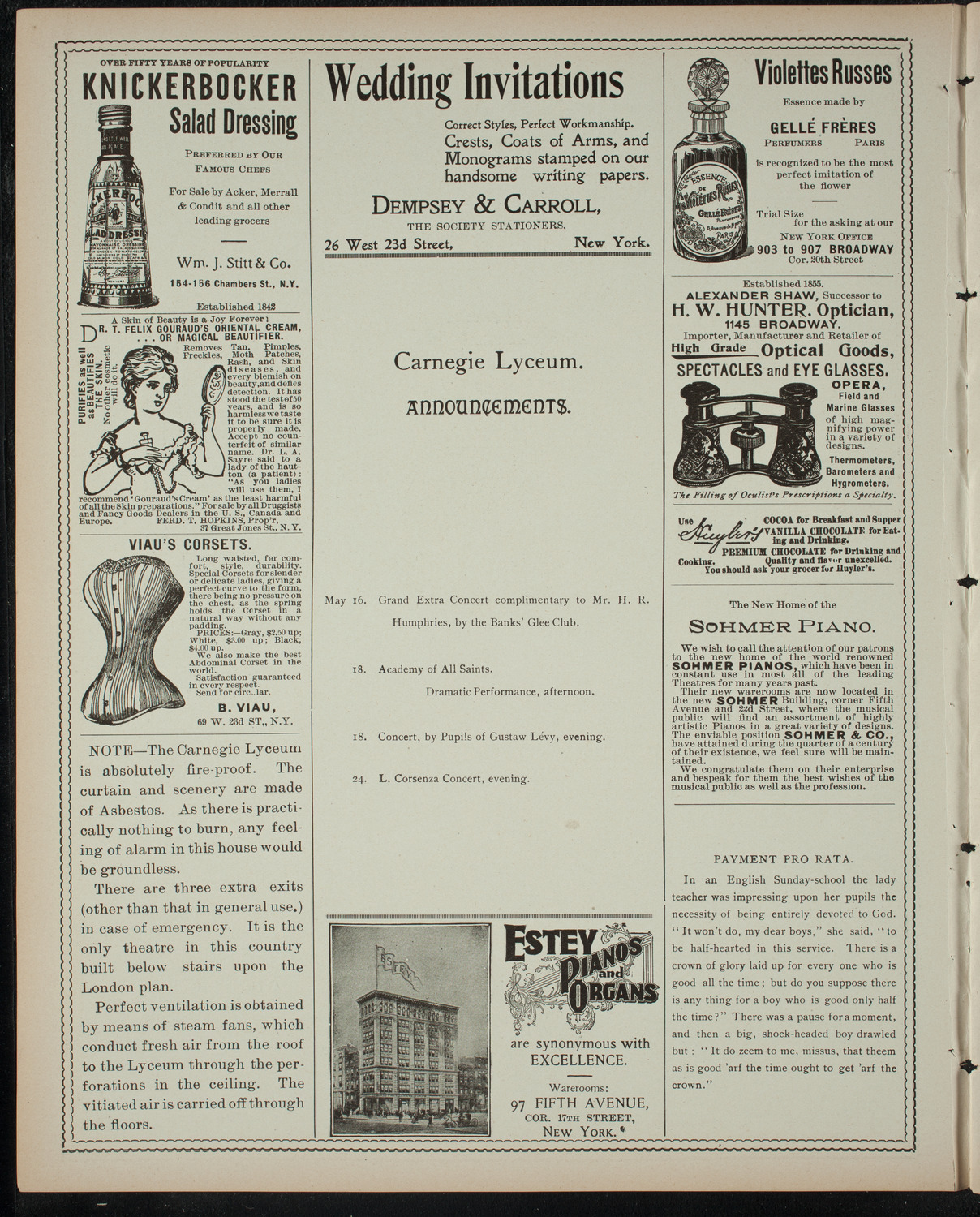 New York School of Expression Student Program and Graduation, May 16, 1899, program page 2