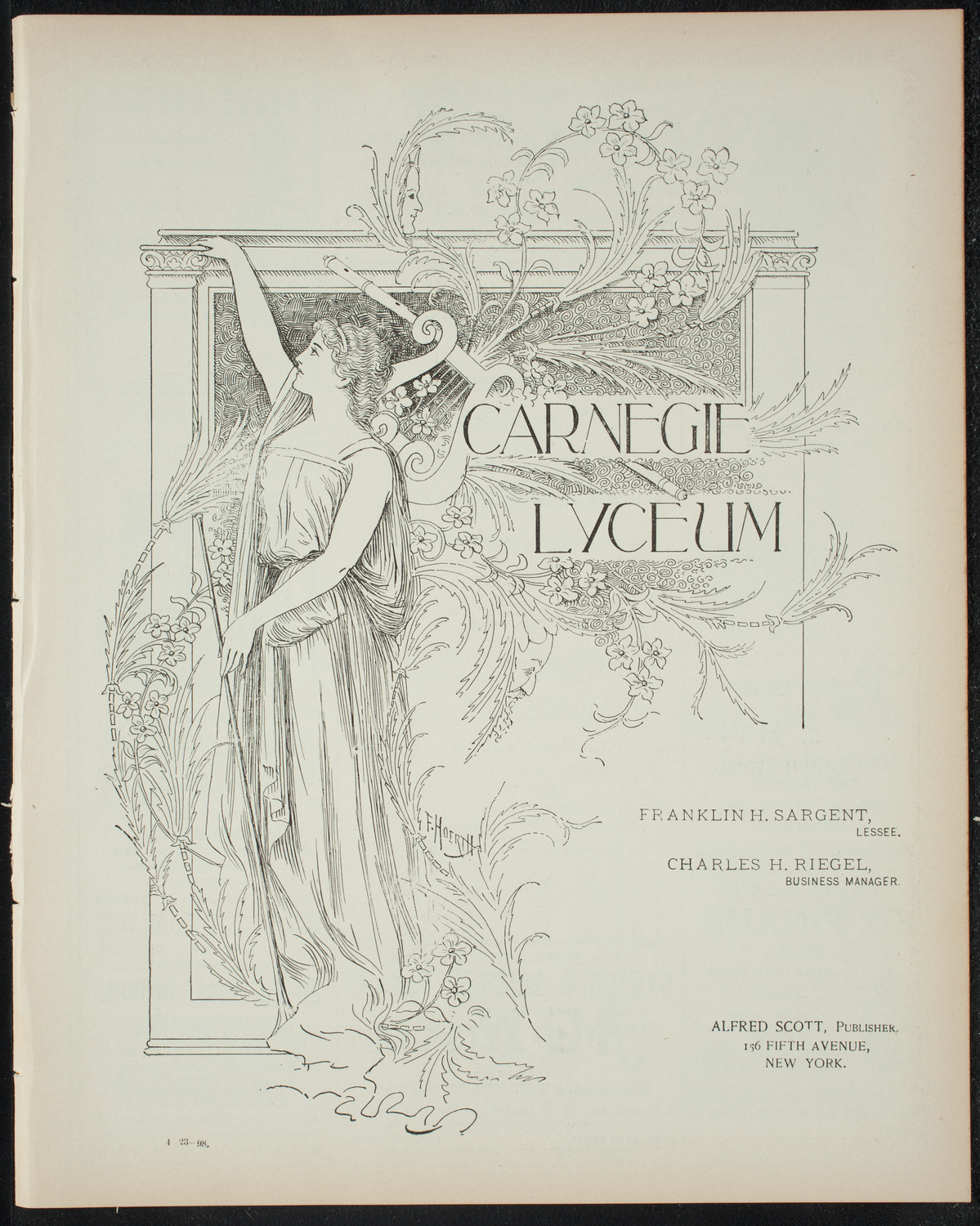 Reading and Musicale/ Benefit: Industrial School for Poor Girls, April 23, 1898, program page 1