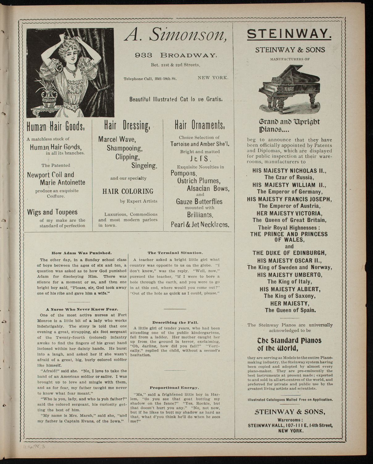 Isis League of Music and Drama Student Production, November 16, 1898, program page 5