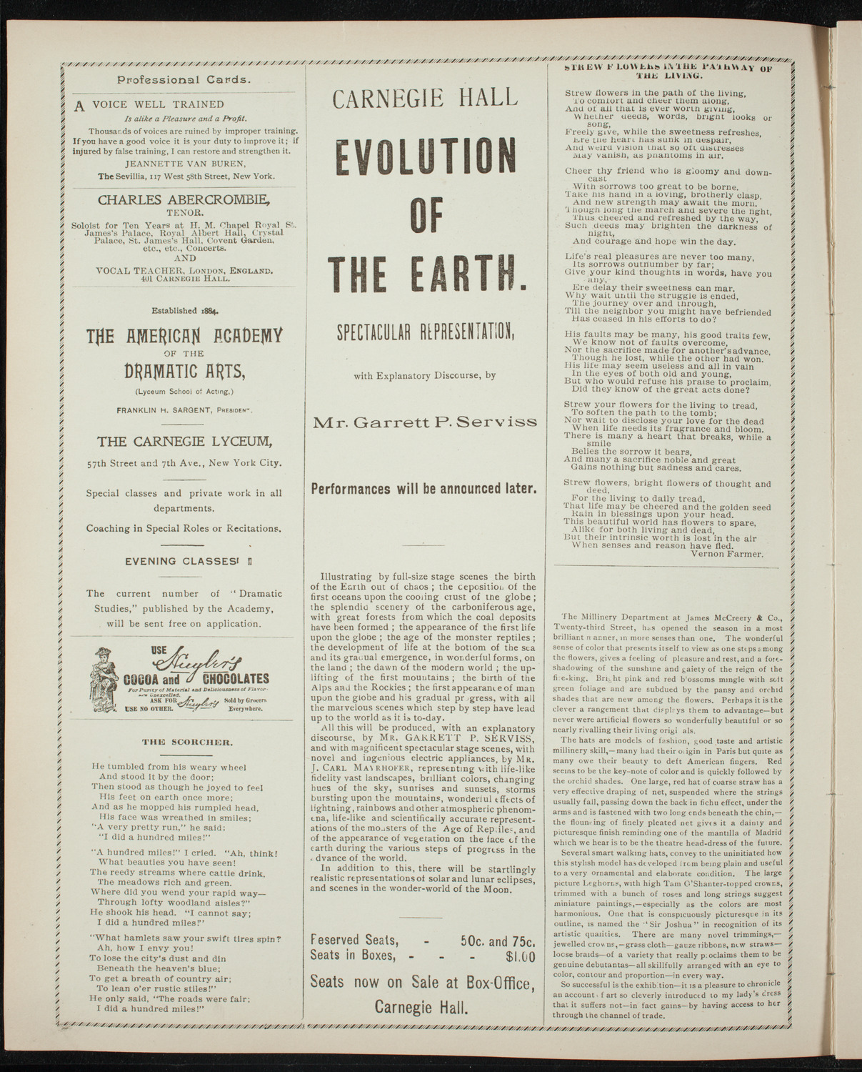 Illustrated Lecture: Evolution of the Earth, April 1, 1897, program page 2